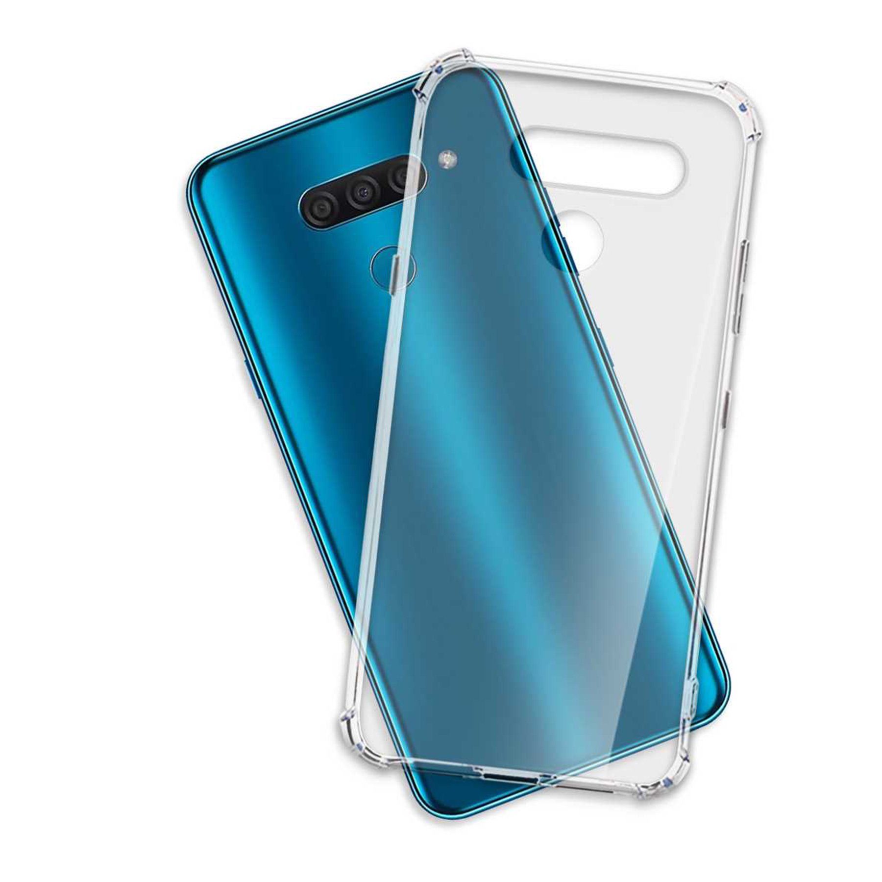 mtb more energy Smartphone-Hülle Clear Armor Case für LG Q60, Transparente TPU Schutzhülle Case Backcover mit Anti-Shock Verstärkung