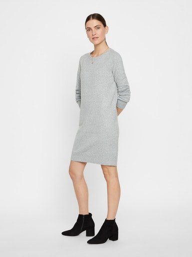 Vero Moda Strickkleid VMDOFFY LS NOOS Melange DRESS O-NECK GA Light Grey