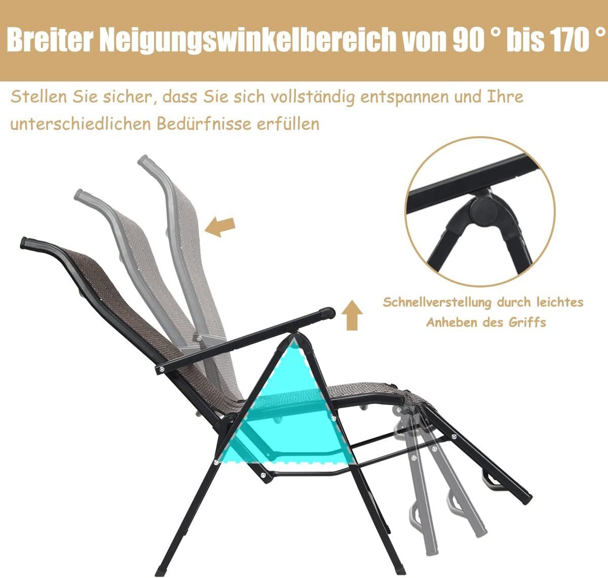 KOMFOTTEU Rattanstuhl Freizeitstuhl (1 St), Klappsessel aus PE-Rattan,verstellbarer Rückenlehne