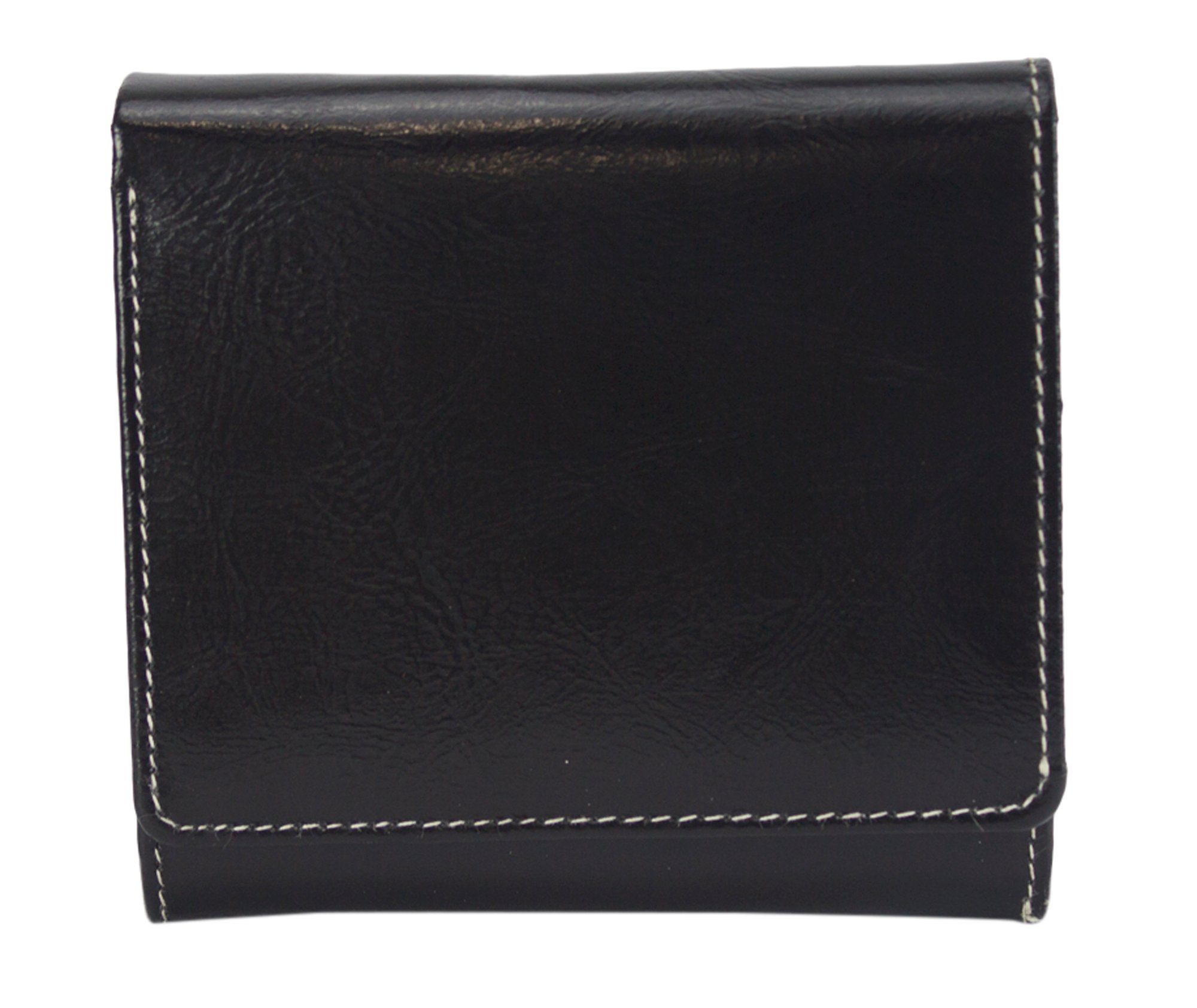 Sunsa Geldbörse echt Leder Geldbeutel Portemonnaie Brieftasche klein Damen, echt Leder, aus recycelten Lederresten, mit RFID-Schutz, Unisex schwarz