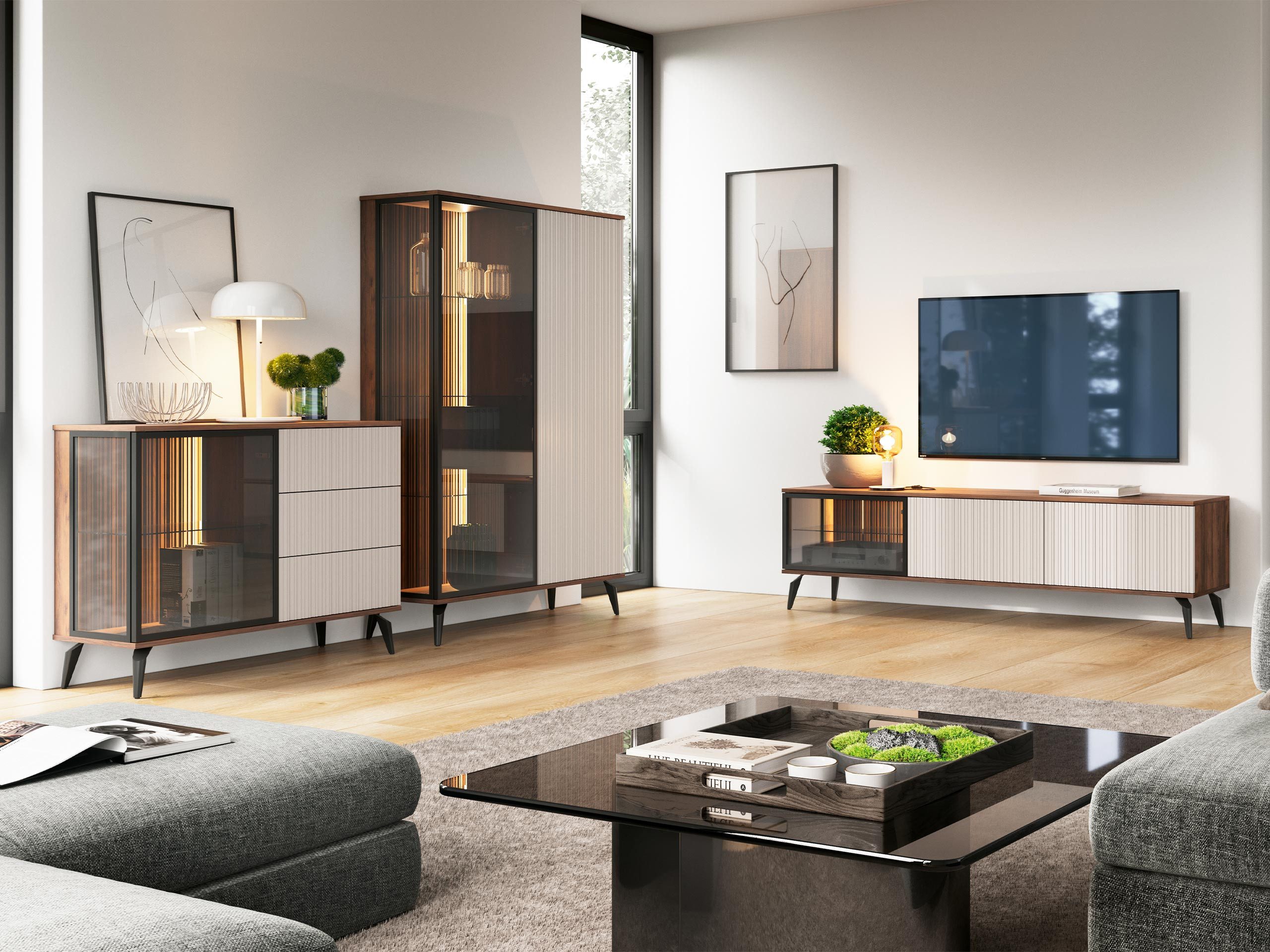MIRJAN24 Wohnzimmer-Set Vici I, (3er-Set, Vitrine, günstig online kaufen