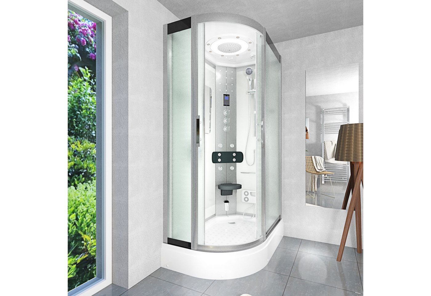 Thumbnail - AcquaVapore Dampfdusche Dusche DampfduscheD60-70M3L-ALL Weiß 120x80, Sicherheitsglas ESG, inklusive Duschwanne, Höhenver...
