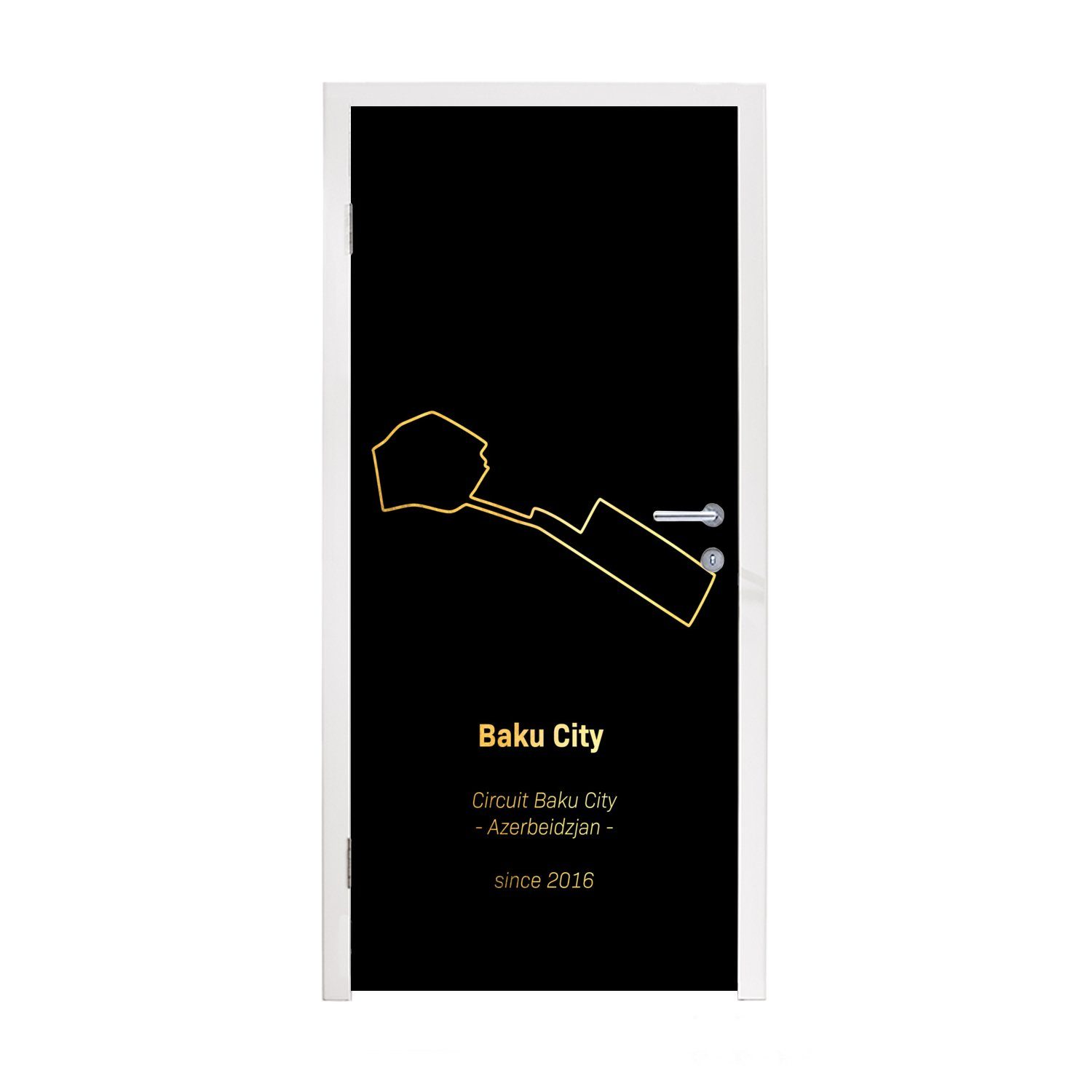 MuchoWow Türtapete Baku - Formel 1 - Rennstrecke, Matt, bedruckt, (1 St), Fototapete für Tür, Türaufkleber, 75x205 cm