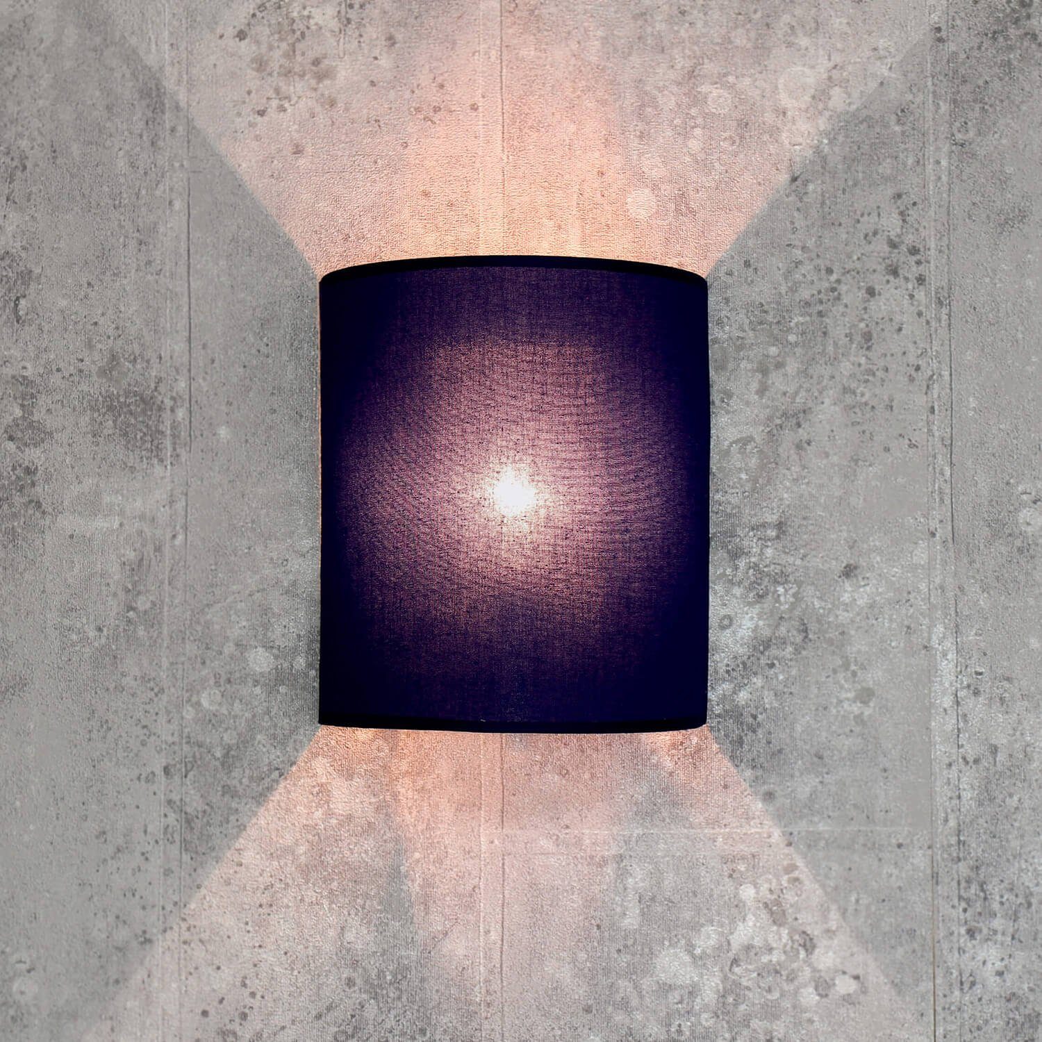 Licht-Erlebnisse Wandlampe dekorativ Stoff Leuchtmittel, halbrund ALICE, ohne Loft Wohnzimmer Lampe Blau Schirm Wandleuchte
