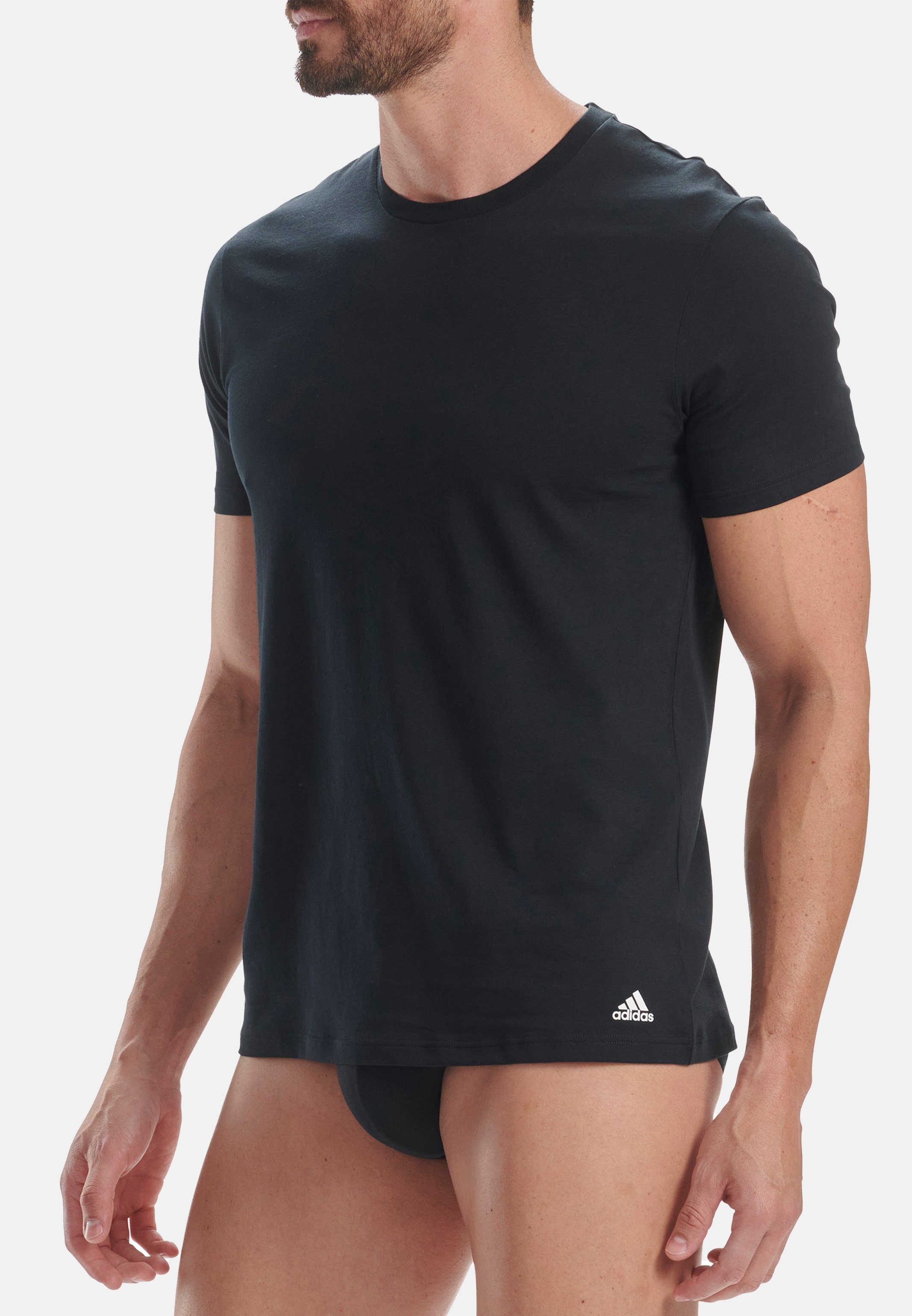 adidas Sportswear Unterhemd Kurzarm Active Unterhemd Baumwolle Shirt Schwarz 4-St) Stripes / Pack 3 4er Flex Cotton (Spar-Set, - 