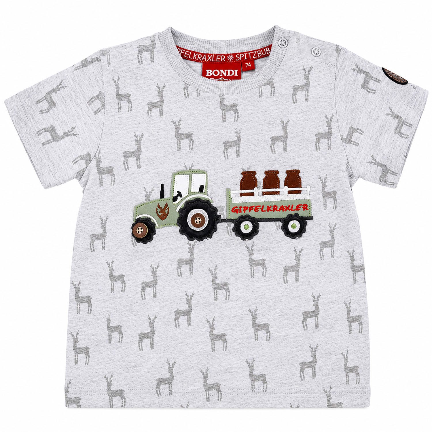 T-Shirt Jungen T-Shirt 'Traktor' 91630, Grey melange