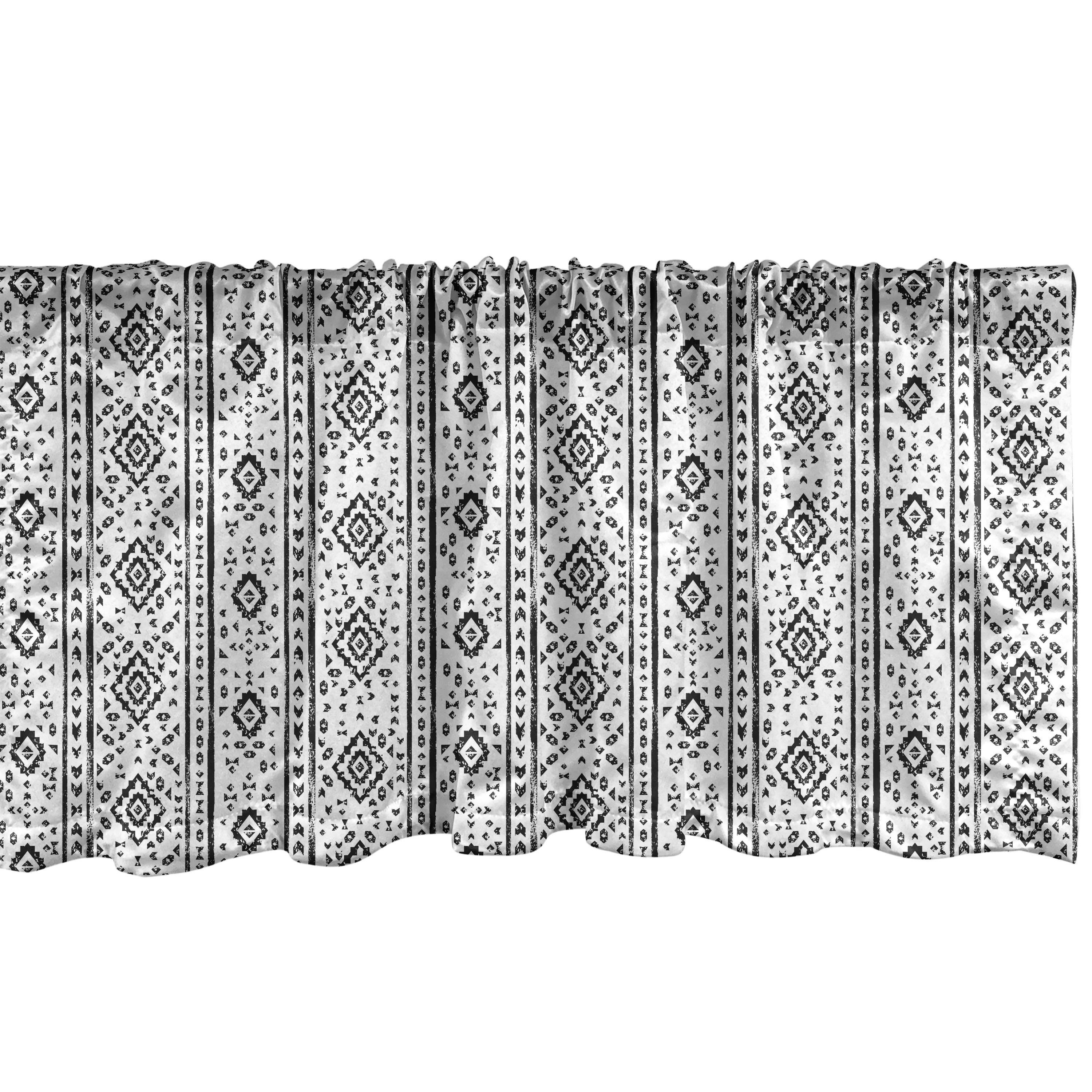 Scheibengardine Vorhang Volant für Küche Schlafzimmer Dekor mit Stangentasche, Abakuhaus, Microfaser, Ethnisch Grunge Aztec Muster