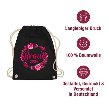 Shirtracer Turnbeutel Braut 2024 Blumenkranz, JGA Junggesellenabschied Frauen