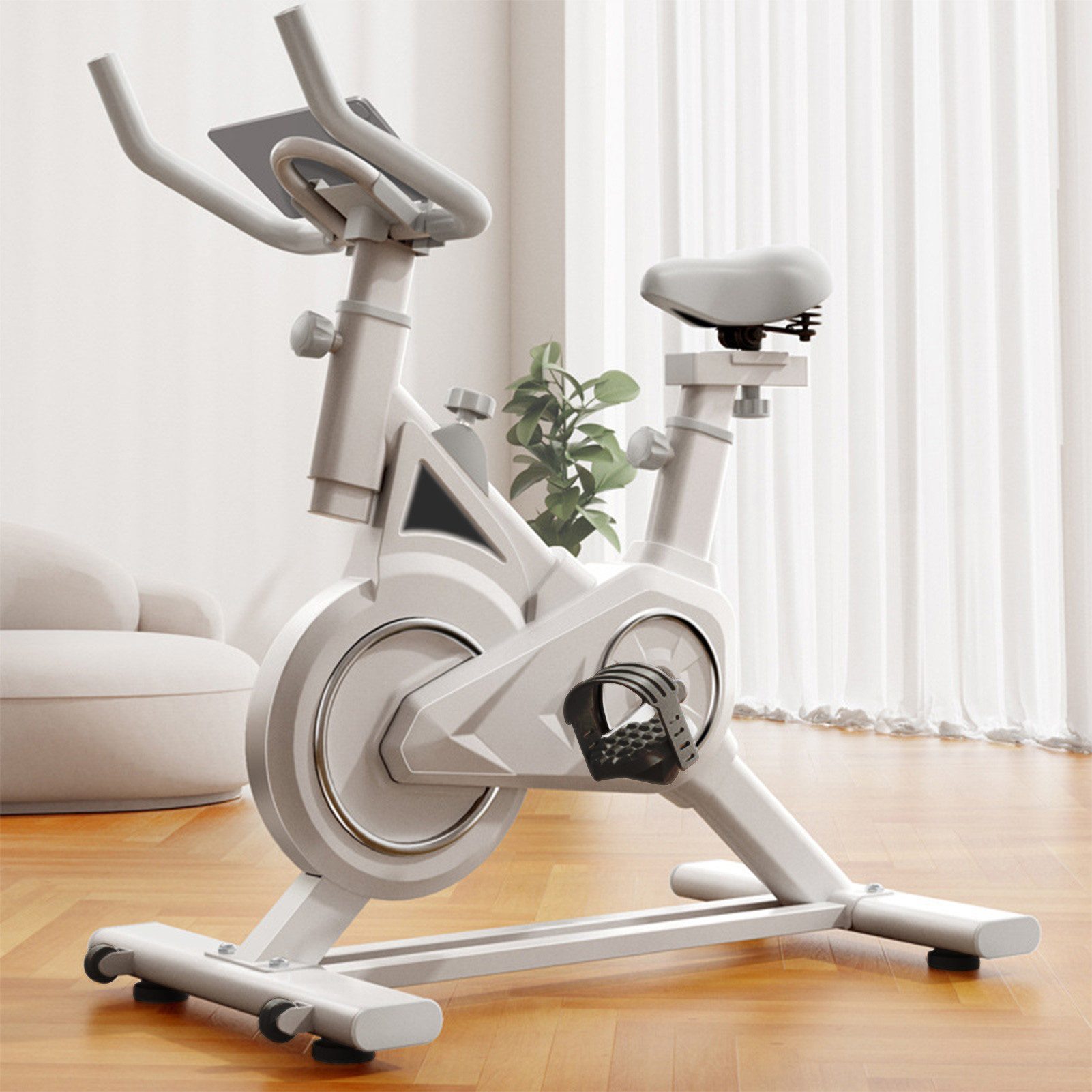 Rutaqian Heimtrainer Heimtrainer mit Magnetwiderstand, Heimtrainer mit Handyhalterung (Leises Cycling Bike mit Riemenantrieb, Mit Display, Mit Handyhalterung), Stille Stationäre Fahrräder für zu Haus Fahrrad 150 kg Belastbar