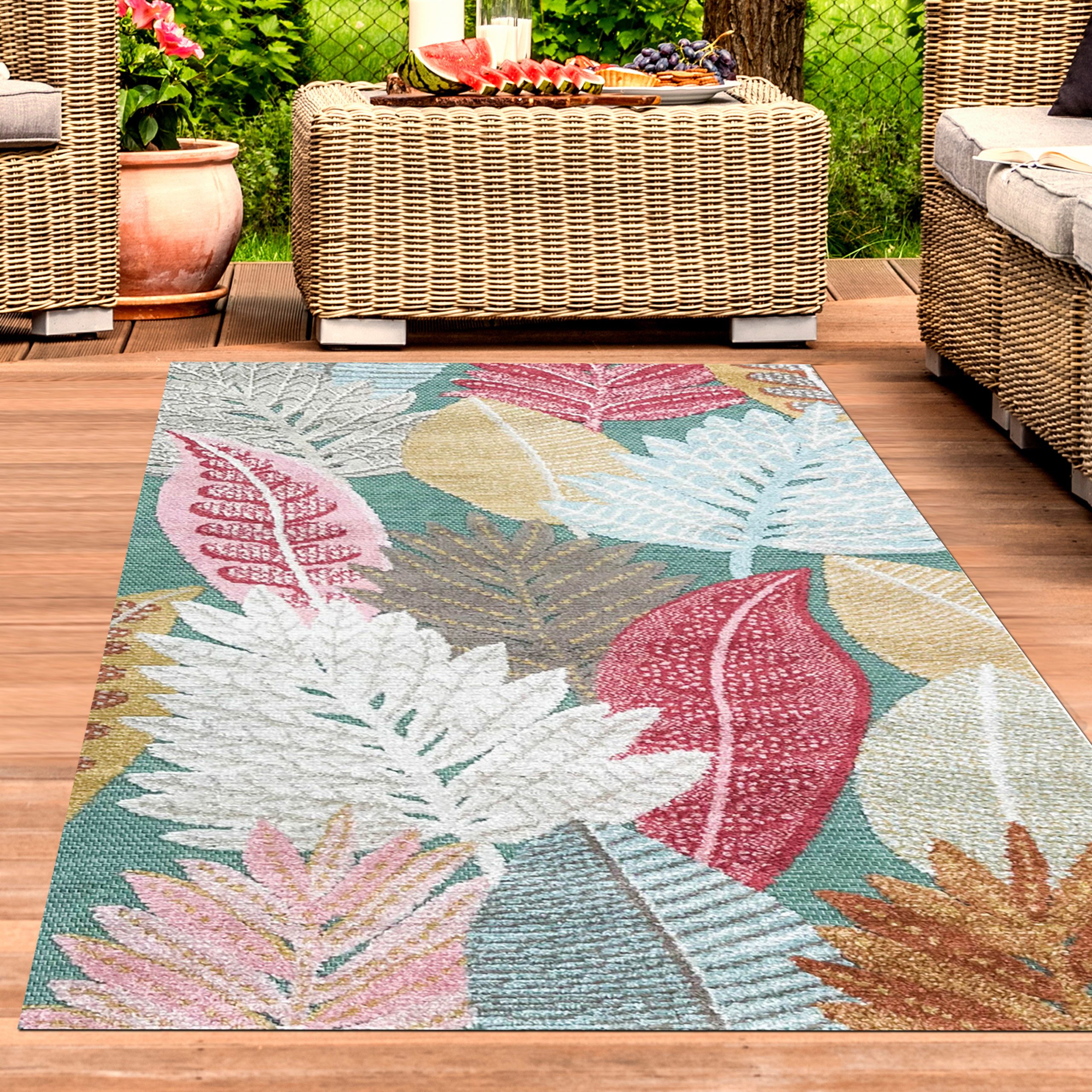 Carpetia Outdoorteppich Wetterfester Outdoor-Teppich mit buntem günstig online kaufen