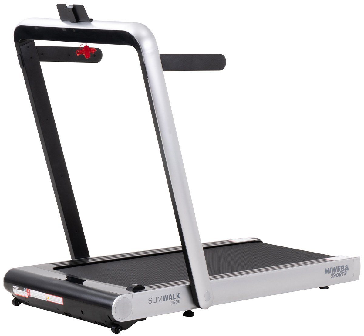 Miweba Sports Laufband Modernes Profi Sportgerät SlimWalk S600 - 17 km/h - Ultra Dünn (Treadmill, Trainingsgerät, Speedrunner, Fitness, Workout, 2-tlg., inkl. Fernbedienung, Touchscreen-Display, Bluetooth, Safety Key mit Klemme, 1100 W DC-Motor, 4.5 PS, Smartphonehalterung, 120 kg Traglast, Transportrollen), Heimtrainer Fitnessgeräte Sportgeräte für Zuhause elektrisch