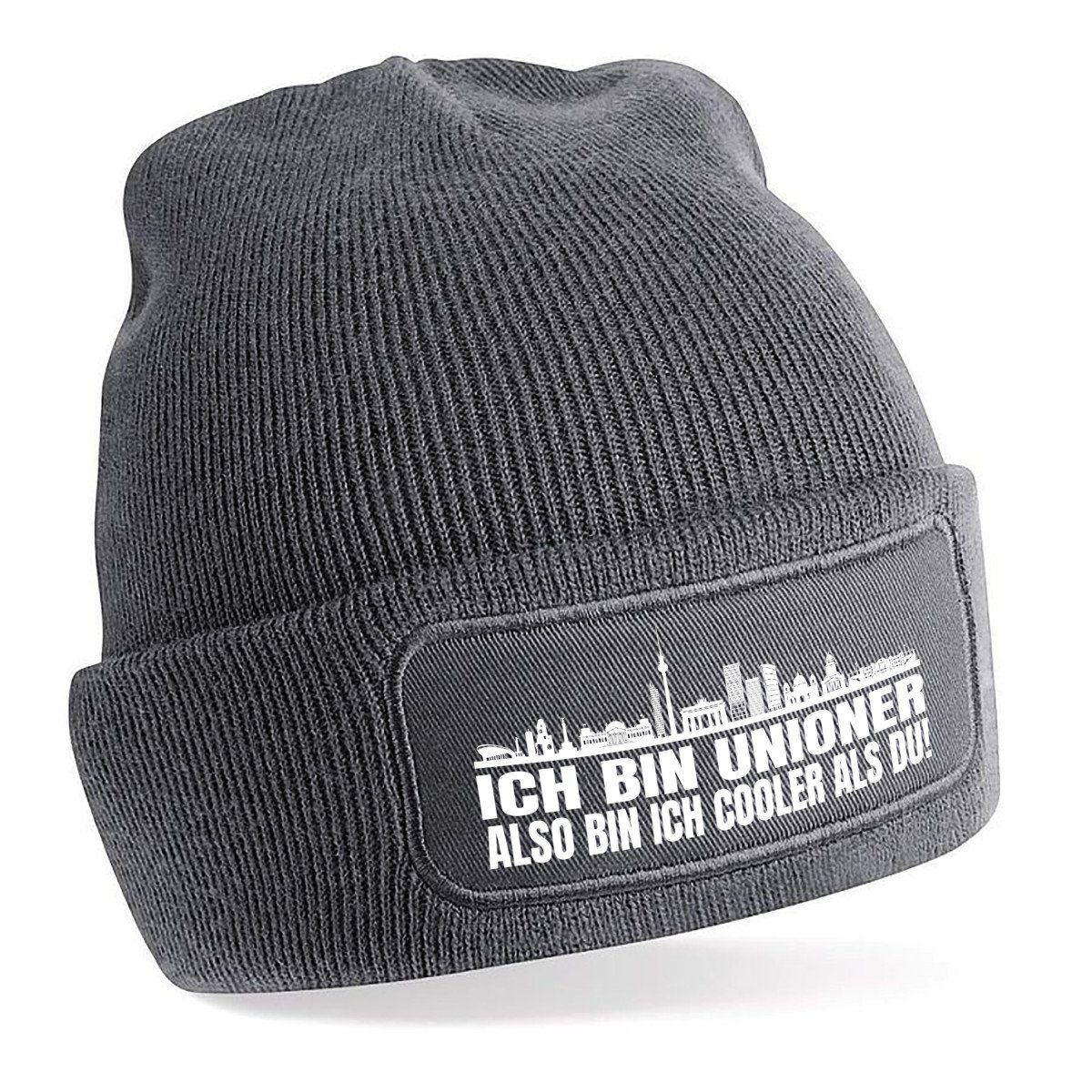 Herzbotschaft Beanie Strickmütze Beanie mit Spruch ICH BIN UNIONER (Mütze mit Aufdruck, Skimütze) Unisex SoftTouch angenehm weiche und warme Wintermütze Einheitsgröße