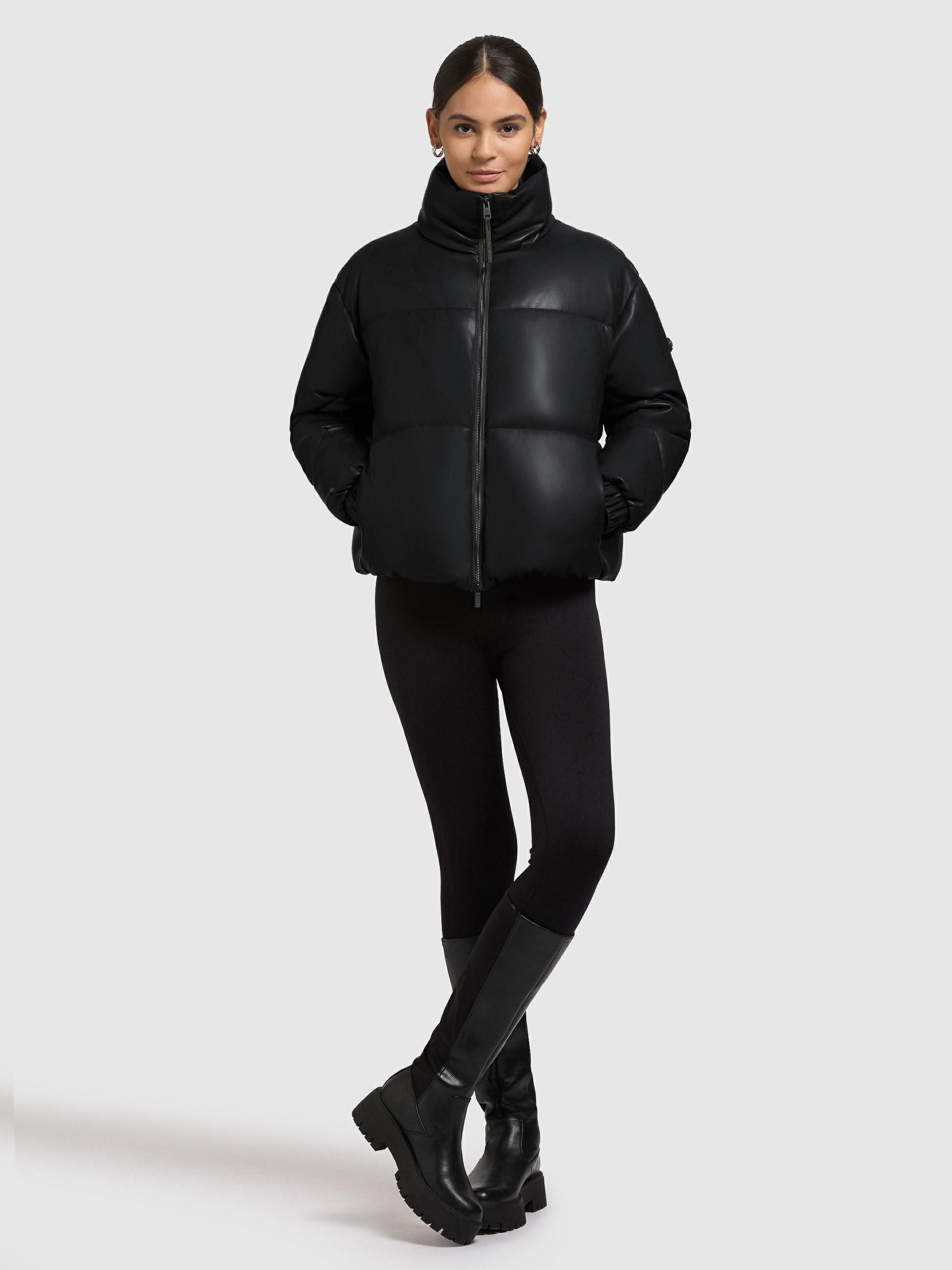 khujo Steppjacke Khalia Gesteppte Damen Winterjacke in Lederoptik