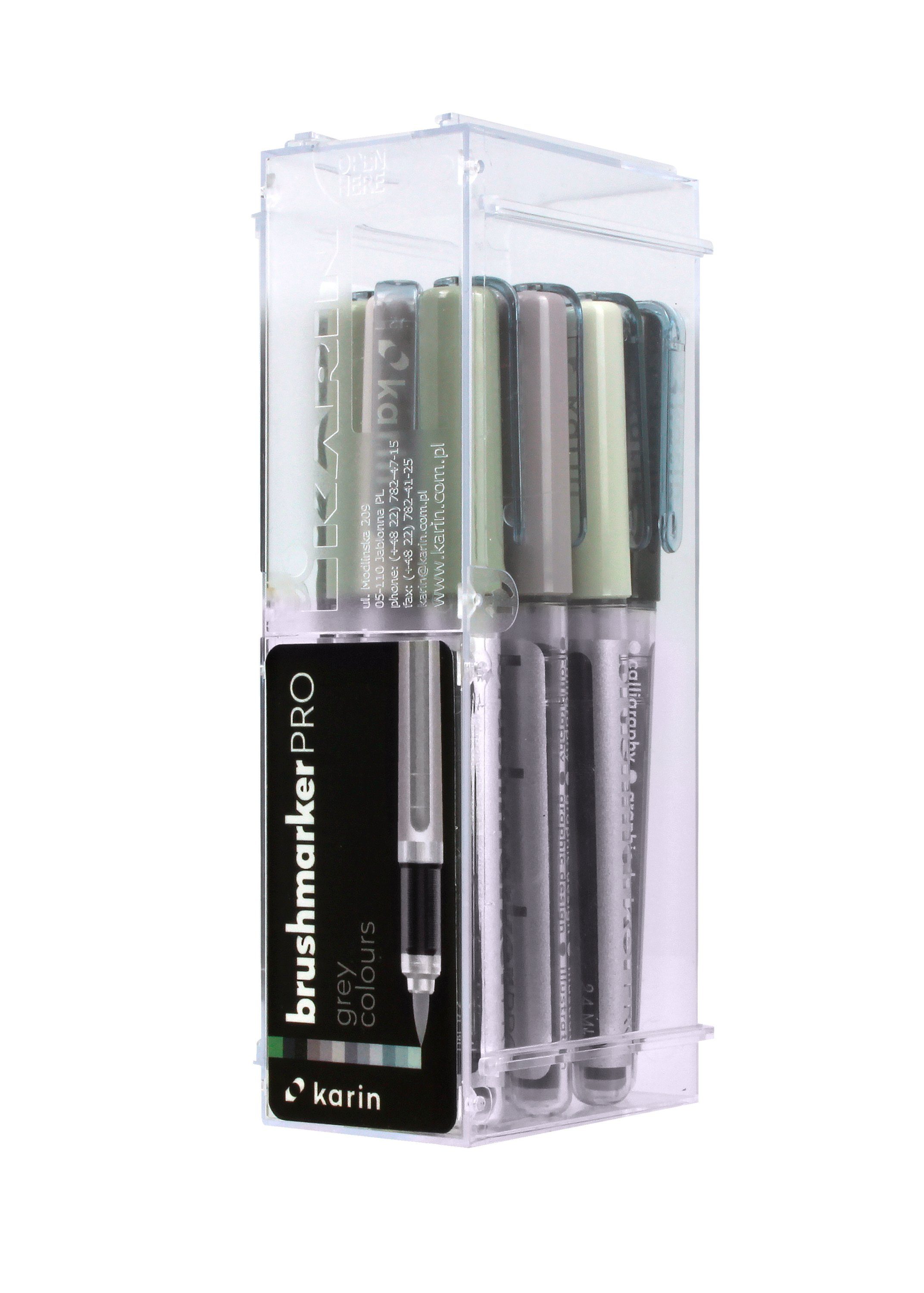 Pinselstift 12 Set, Grau PRO Farben Brushmarker karin
