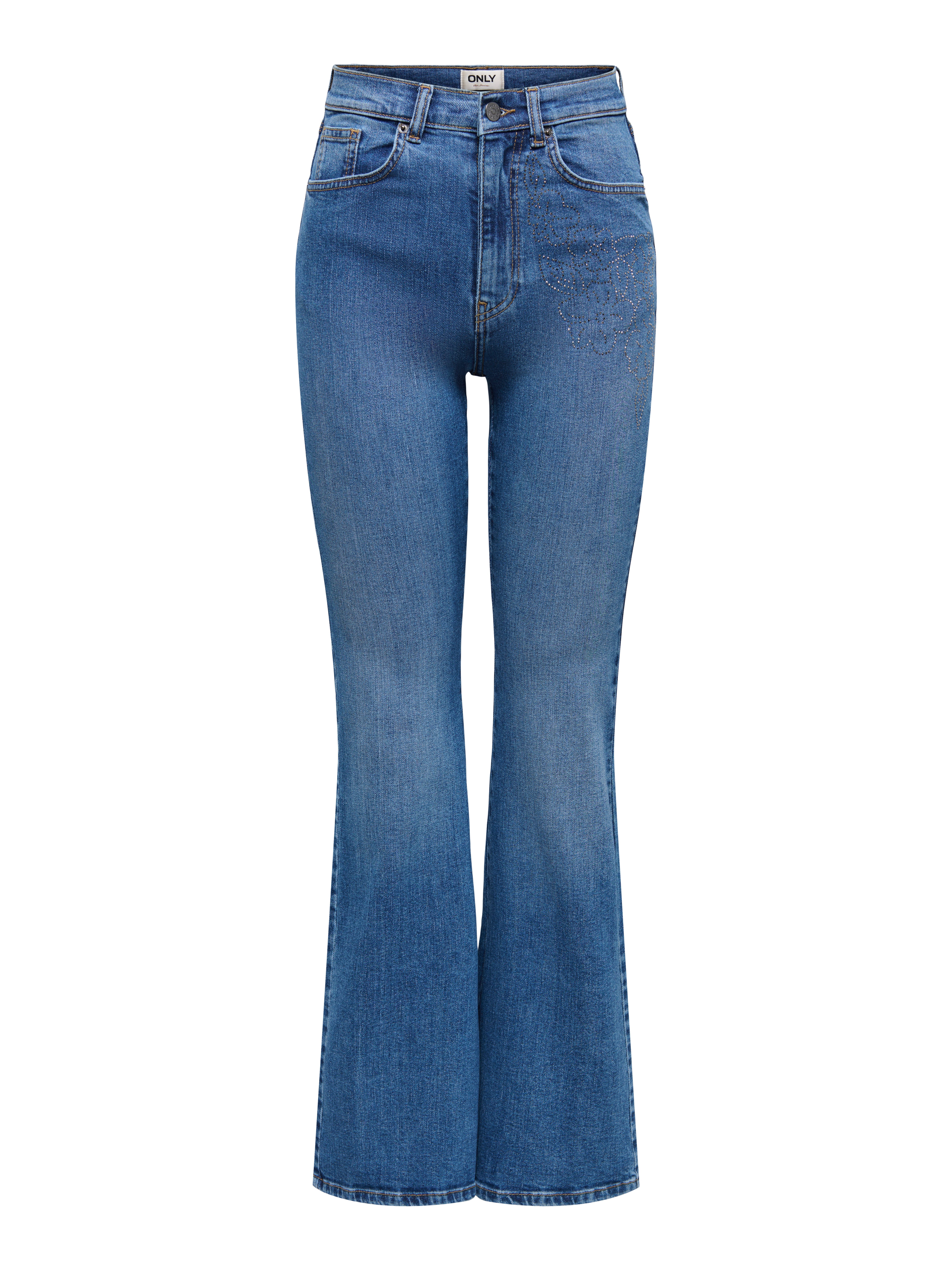Bootcut-Jeans ONLJUICY HW FLARE RHINESTONE DNM AZG