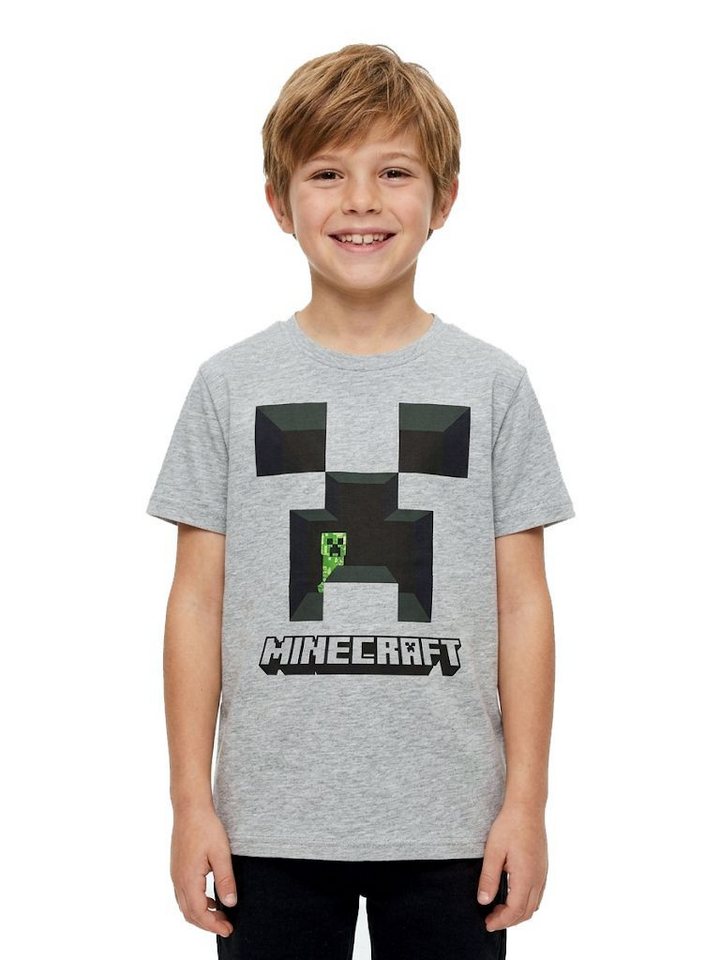 Minecraft Print-Shirt Minecraft T-Shirt Kinder Grau – Jungen & Mädchen Shirt 4 6 8 Jahre Minecraft Kinder T-Shirt Bekleidung