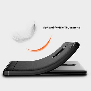 Nalia Smartphone-Hülle Nokia 5, Carbon Look Silikon Hülle / Matt Schwarz / Rutschfest / Karbon Optik