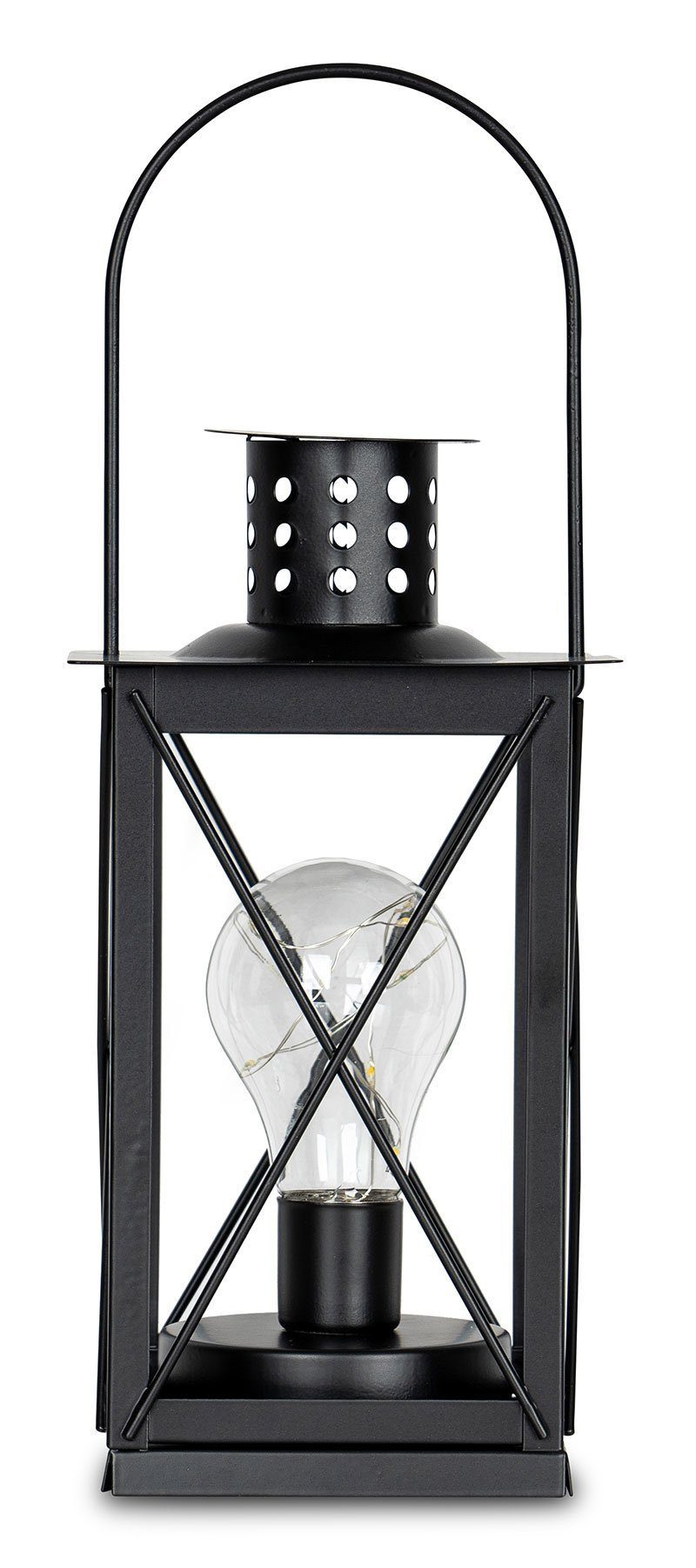 Laterne Metall levandeo Lampe Tischlampe Nachttischlampe, Schwarz 12x23cm Levandeo® LED