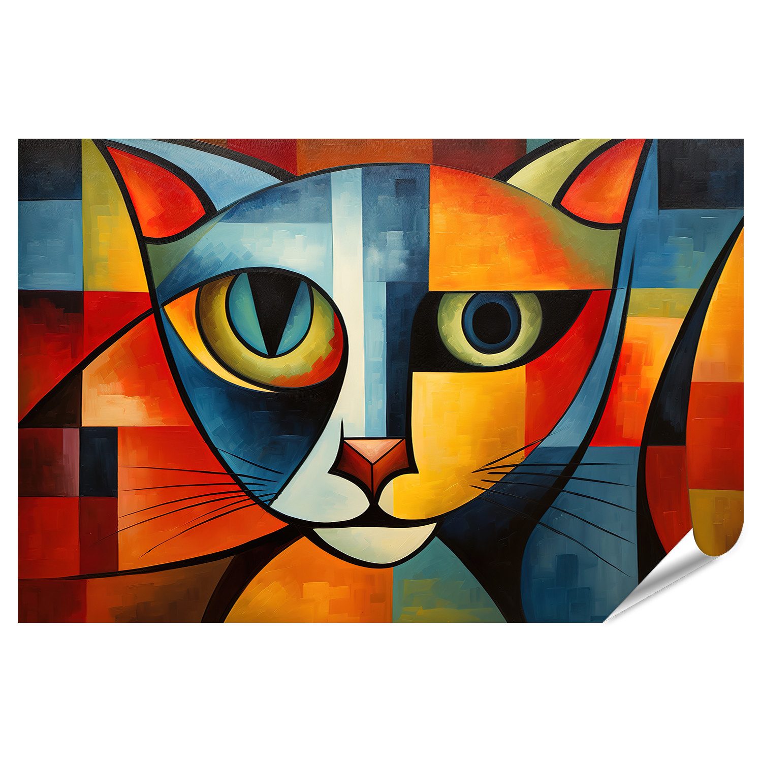 islandburner Poster Abstrakte Katze Malerei Stil Pablo Picasso Haustiere Kunst Bilder