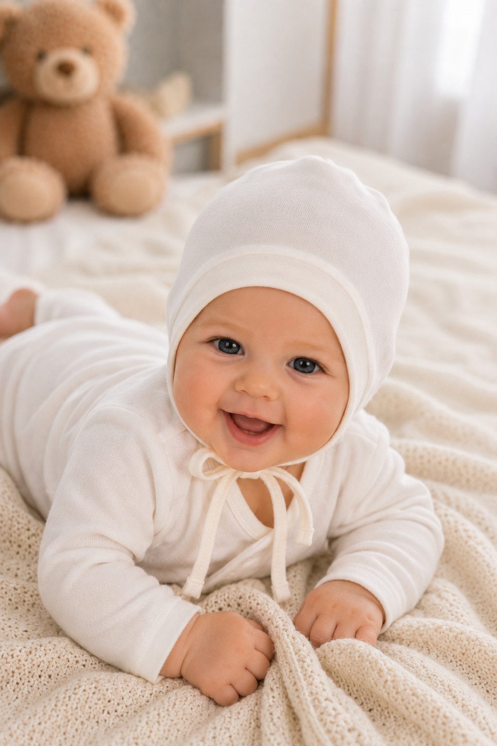Erstlingsmütze Baby Mützchen Mütze Haube für Neugeborene neutral