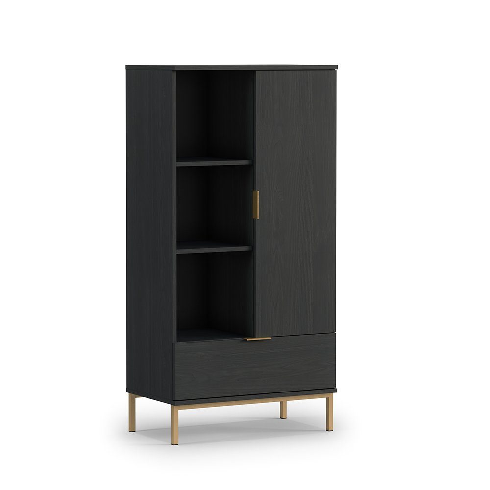 Lomadox Highboard PERIA-132, Industrialdesign mit goldem Fußgestell aus Metall 70/140/41 cm