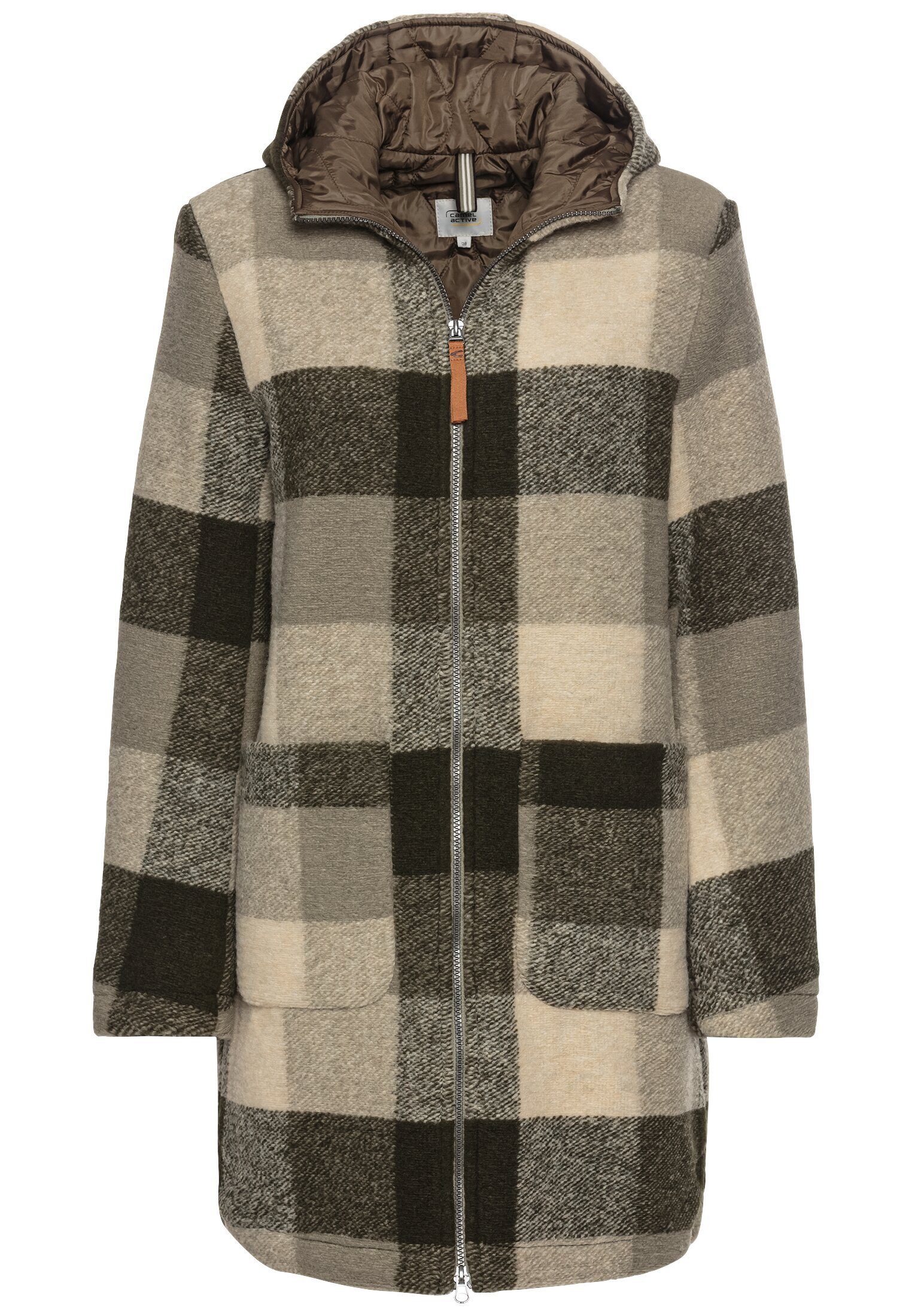 camel active Wollmantel mit Kapuze Langarm Kapuze