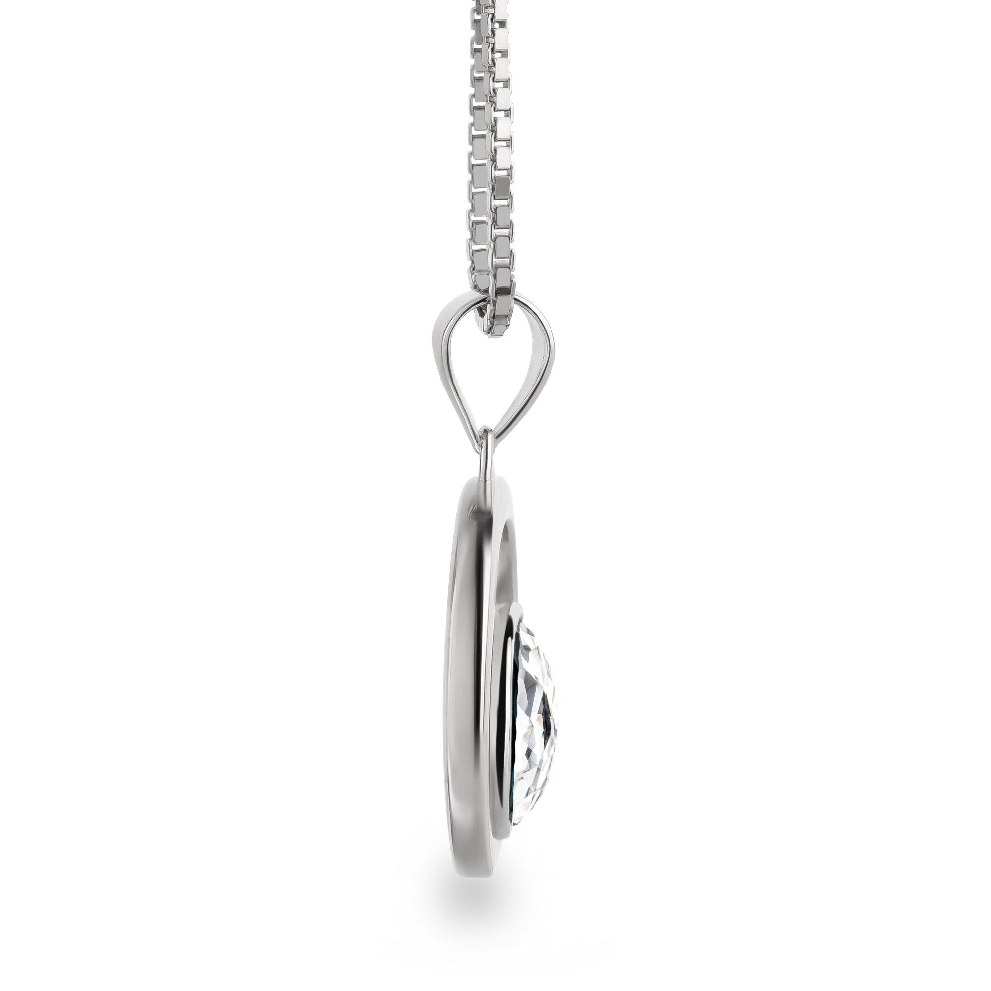 Schöner-SD Kette mit Anhänger Runder Anhänger mit Kristall und 925 Silber Halskette 45cm, mit Markenkristall