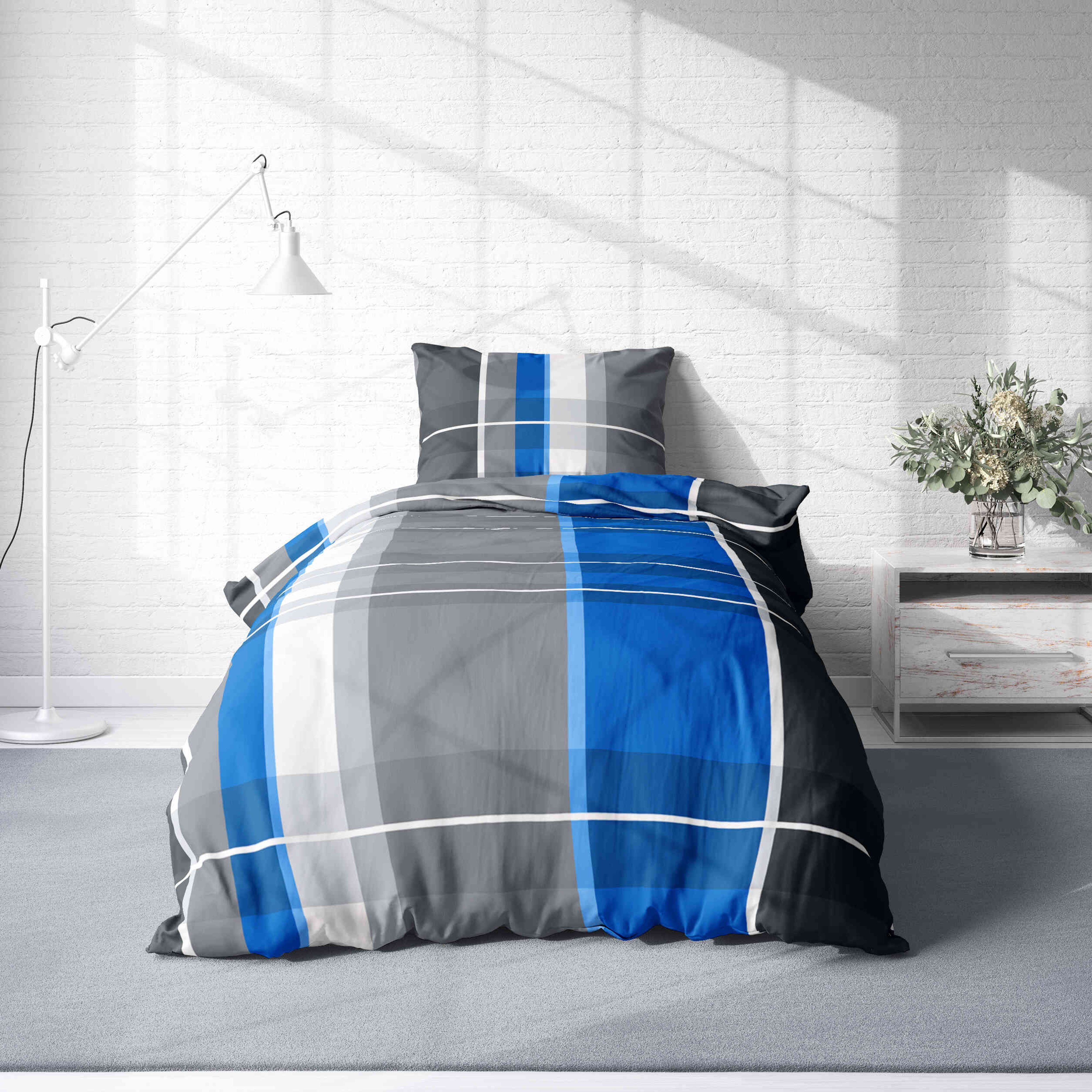 One Home Bettwäsche Bassam, Biber, 4 teilig, kariert gestreift, kuschelig f günstig online kaufen