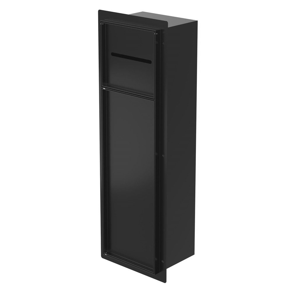 LuxeBath Toilettenpapierhalter Unterputz-Schrankmodul Edelstahl für Klobürstengarnitur befliesbar, Schwarz 60x20x14cm Badezimmerschrank für Toilettenbürste WC Wandnische