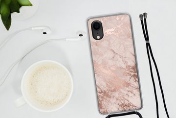 MuchoWow Handyhülle Marmor - Rosa - Luxus - Marmoroptik - Glitzer - Design, Handyhülle Telefonhülle Apple iPhone XR