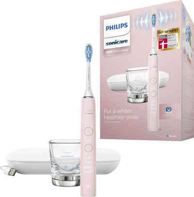 Philips Sonicare Elektrische Zahnbürste DiamondClean 9000 HX9911, Aufsteckbürsten: 1 St., mit Schalltechnologie, Ladeglass, USB-Reiseetui