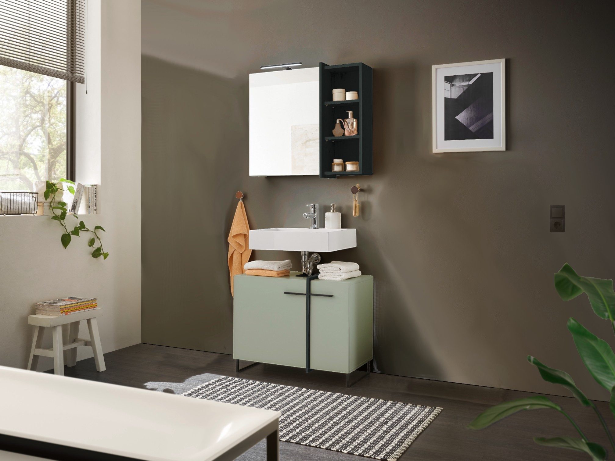 moebel-dich-auf Badmöbel-Set MESSINA, (Set 4, 2-St., Spiegelschrank, Wbu), Softclose-Funktion