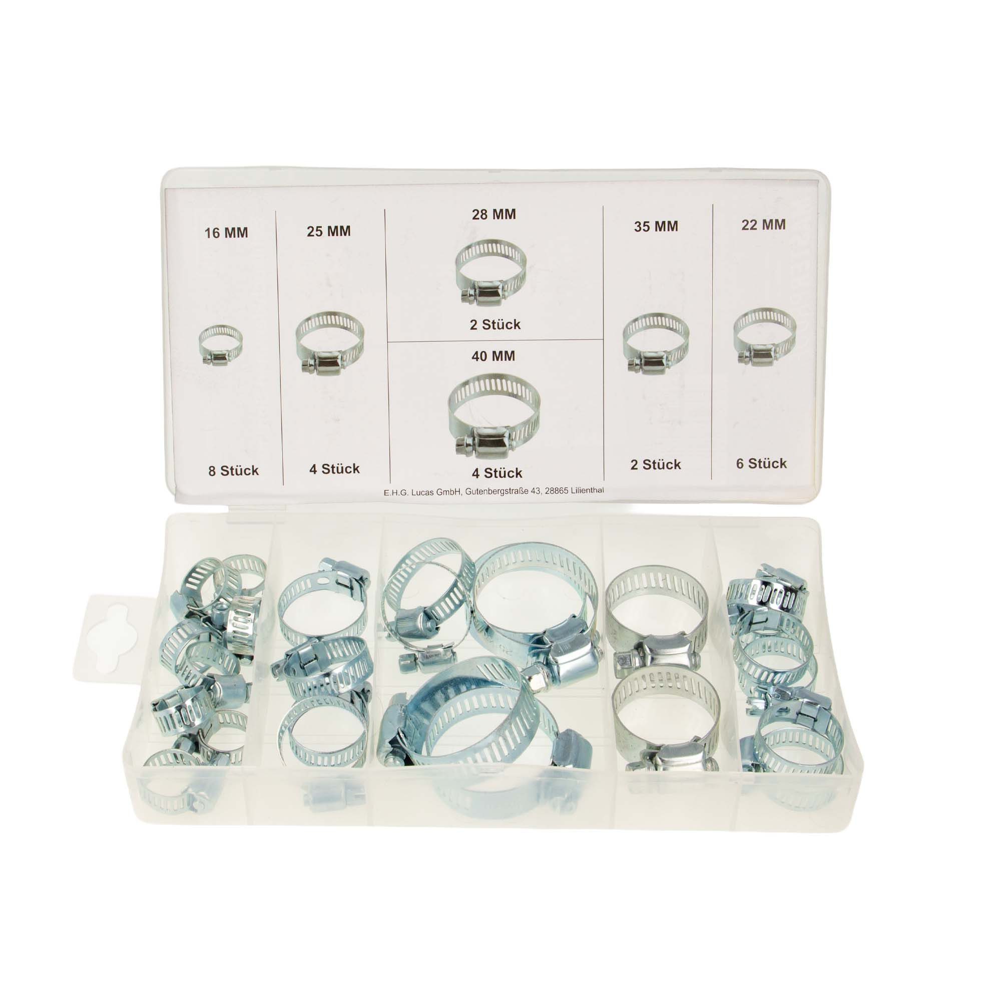 MASTERPROOF PROFESIONAL Schlauchschelle Schlauchschellen-Sortiment 26-tlg. - Ø 16 - Ø 40 mm, Stahl verzinkt