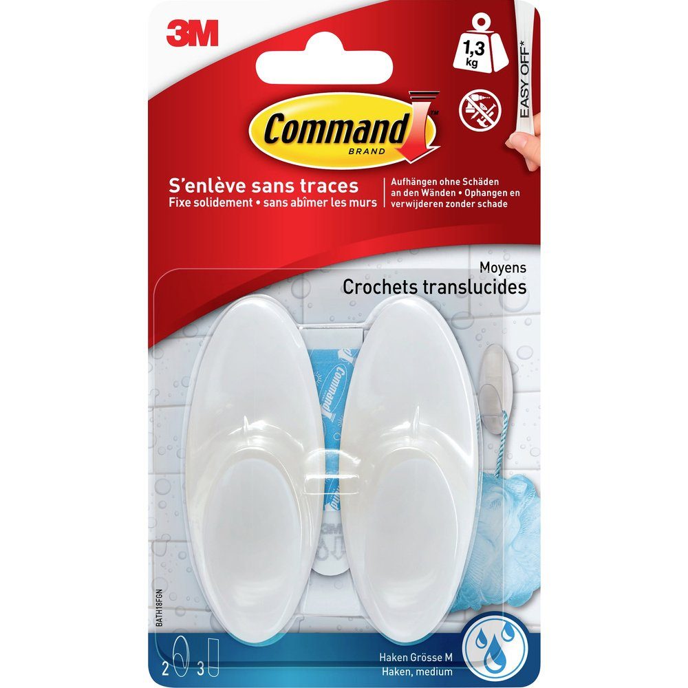 Klebehaken 3M Command™ Bad Medium Haken (L x B x H) 86 x 35 x 29 mm Weiß Inhalt: