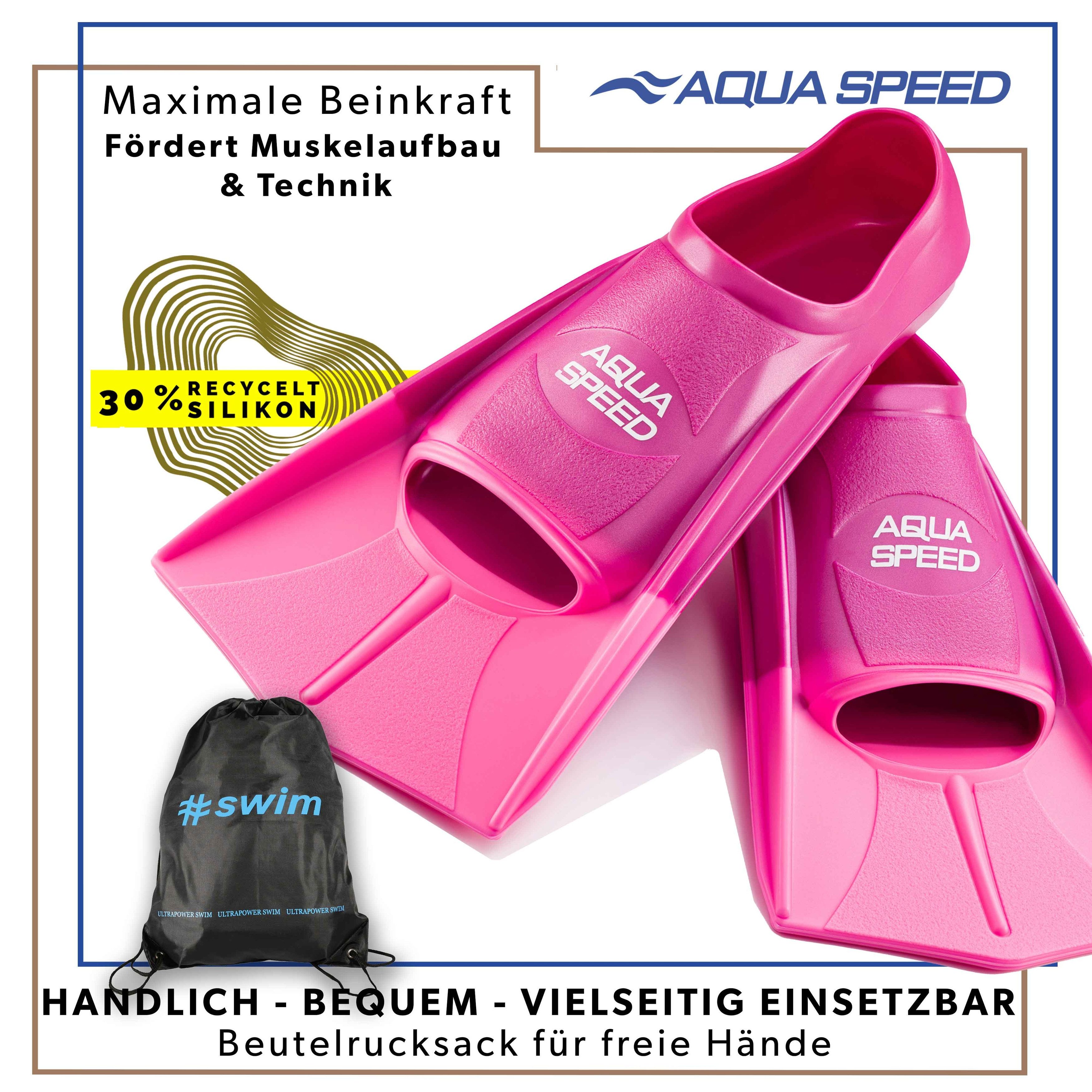 Aqua Speed Flosse Kurze Trainingsflossen Hoher Vortrieb Perfekt für Schwimmtraining, Maximale Kraftübertragung durch verstärkte Seitenelemente