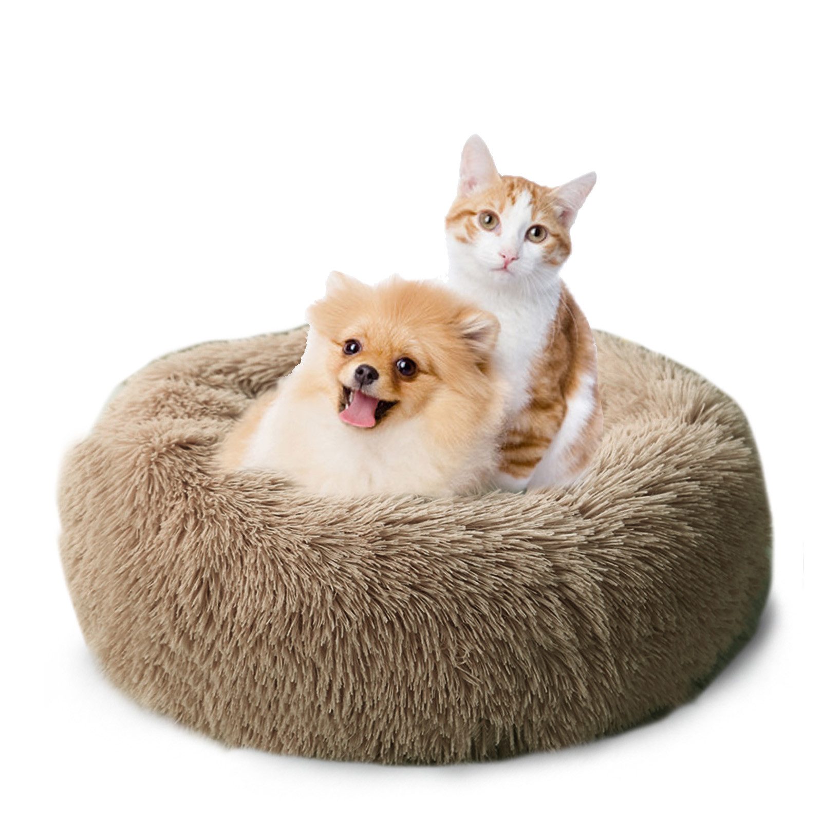 CALIYO Tierbett Tierbetten, Katzenbett waschbar Flauschiges Hundebett 50/60/70/100 cm, für Katzen und kleine Hunde, plüsch Katzenkissen rund