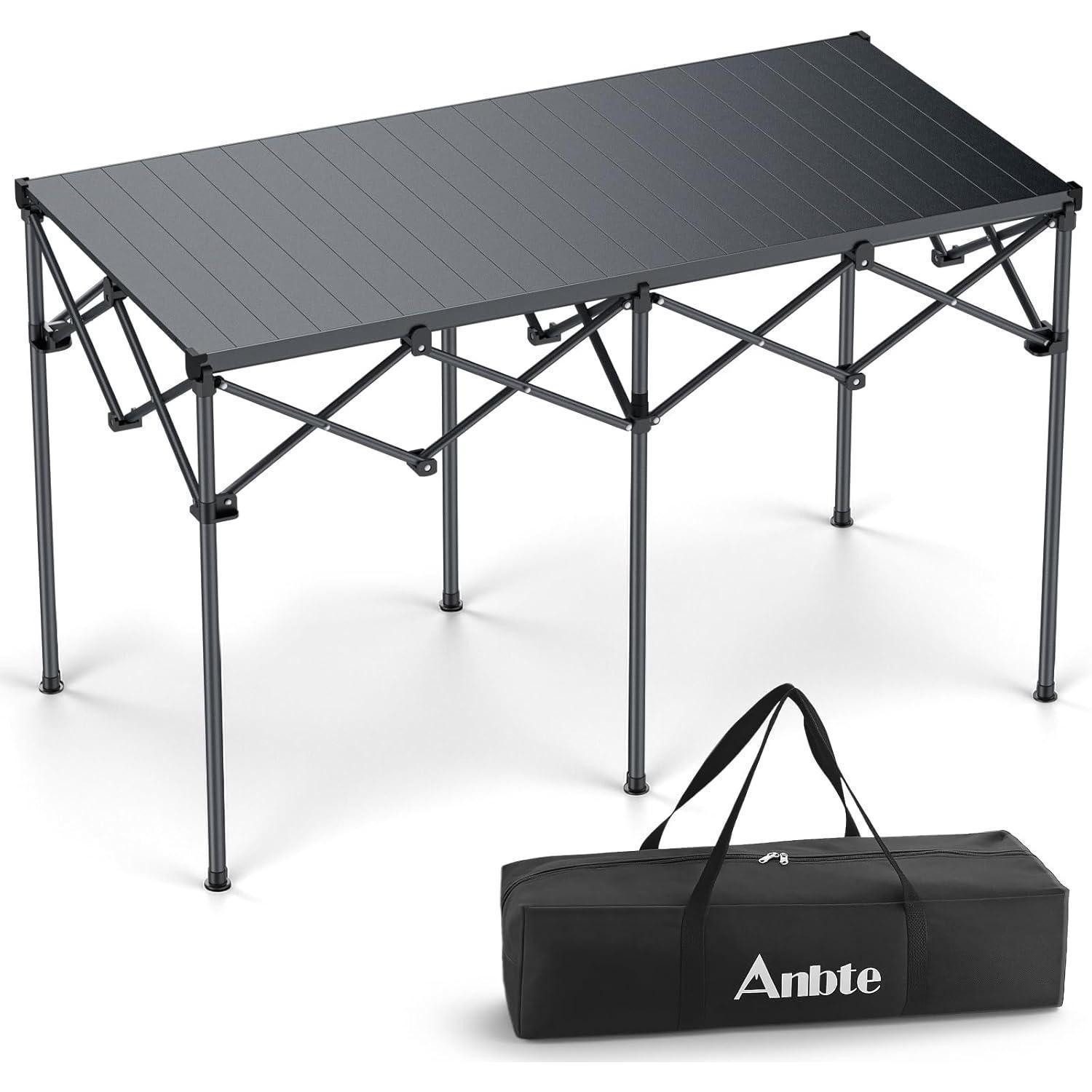 LuxusKollektion Campingtisch Campingtisch Klapptisch Alu Rolltisch 120kg Schwarz 122x60x74cm