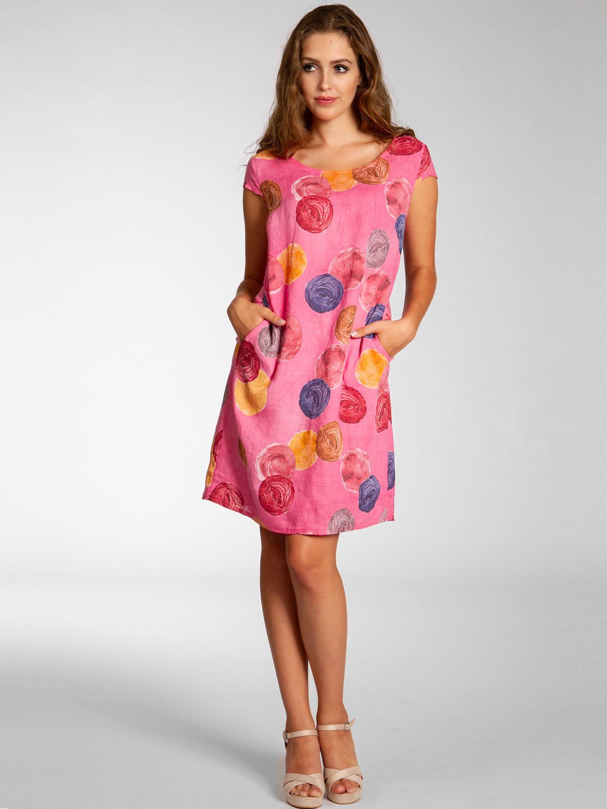 Caspar Sommerkleid SKL033 leichtes knielanges Damen Sommer Leinenkleid mit günstig online kaufen