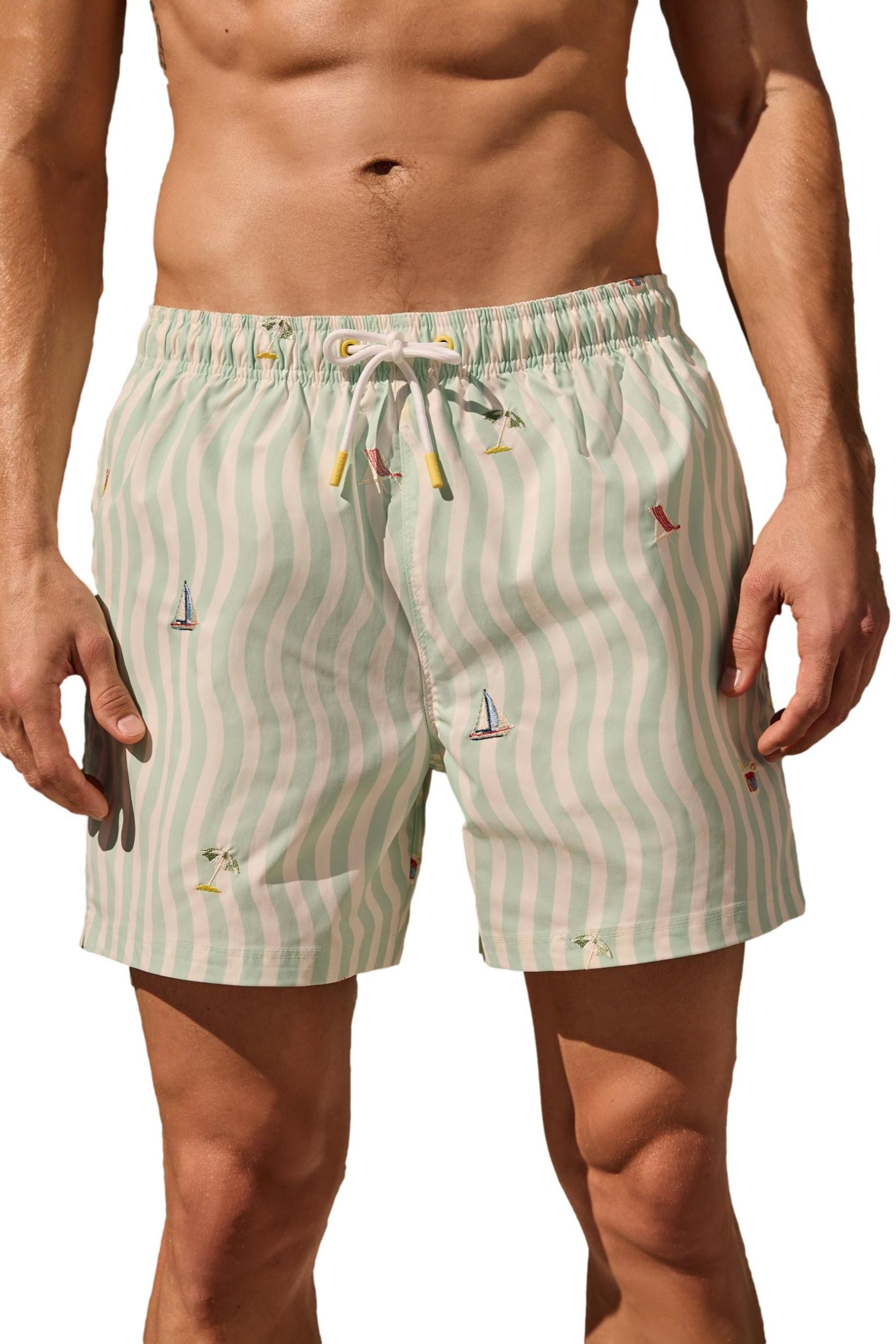Next Badeshorts Badehose mit durchgehender Wellen-Stickerei 5{dq} (1-St)