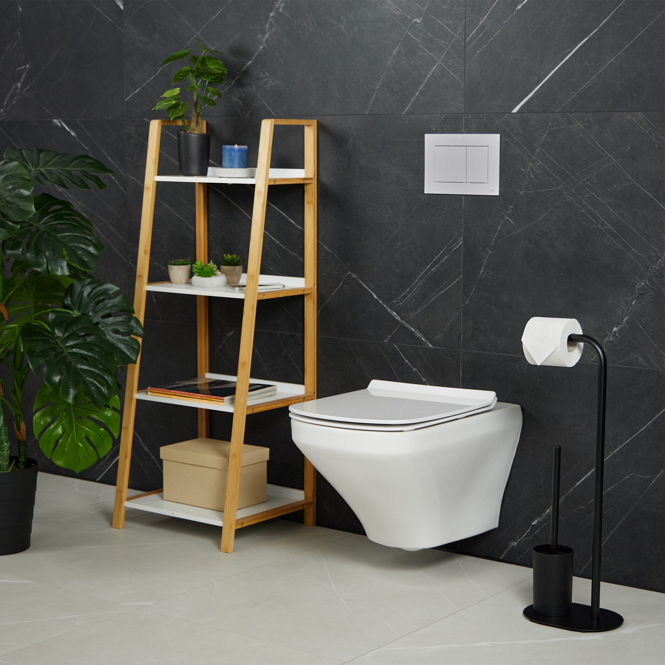 relaxdays WC-Garnitur mit 2 Ersatz-Bürstenköpfen, Standard-Toilettenpapierrollen (Breite bis ca. 11 cm), Standard-Klobürstenköpfe (ca. 8,5 cm), (3-tlg) – Bild 3 von 5