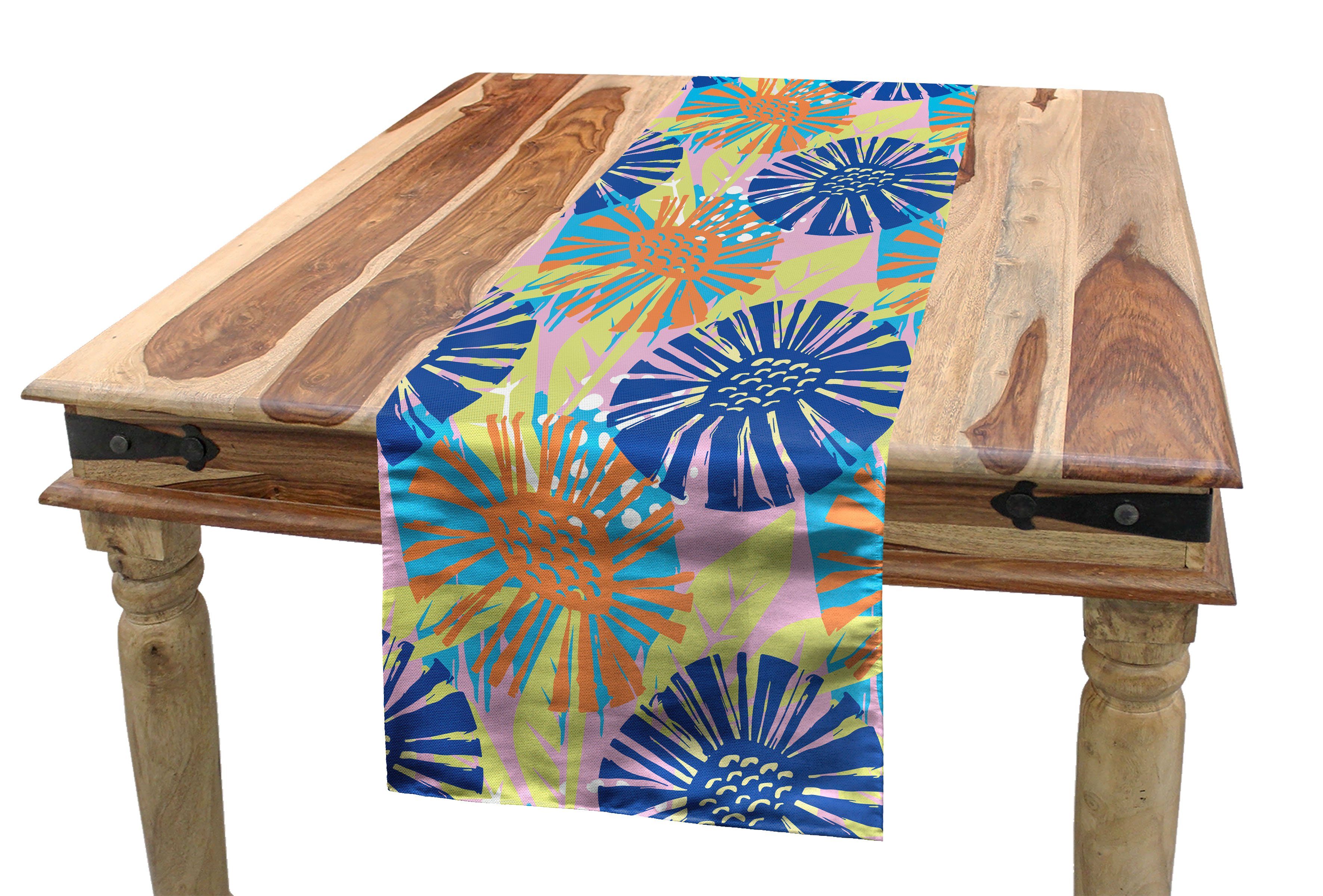 Abakuhaus Tischläufer Esszimmer Küche Rechteckiger Dekorativer Tischläufer, Abstrakt Dandelion Meadow Theme