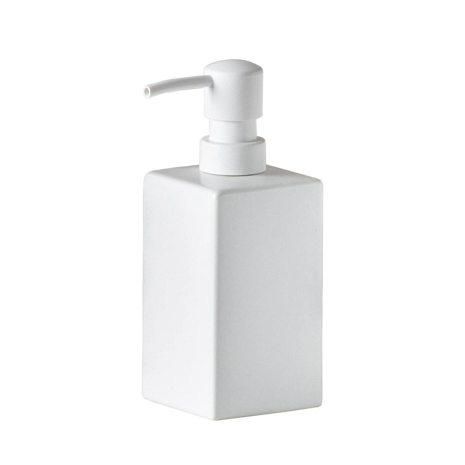 LuxusKollektion Seifenspender Seifenspender Keramik Mattweiß Quadratisch 400ml