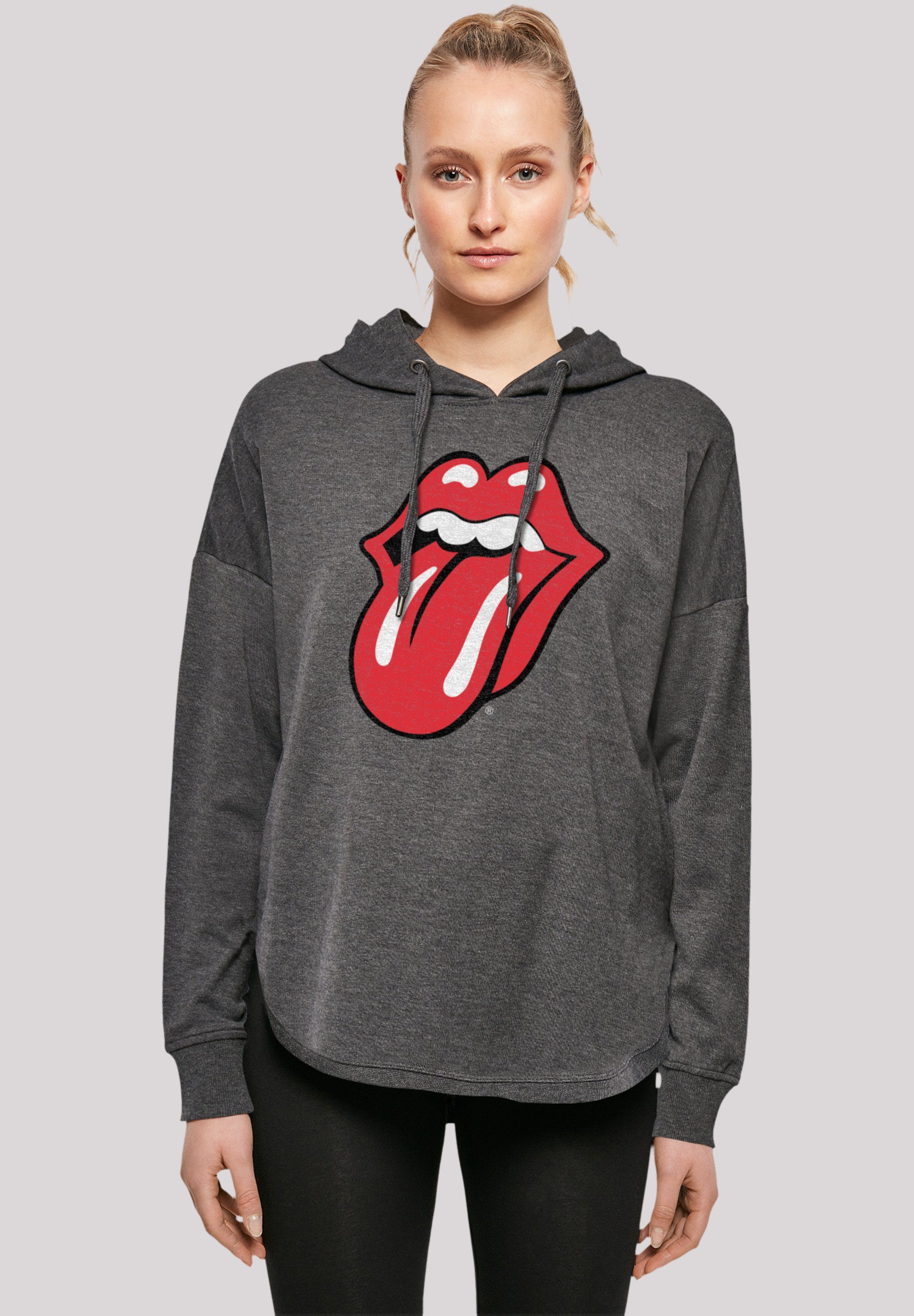 F4NT4STIC Kapuzenpullover The Rolling Stones Zunge Rot Print charcoal