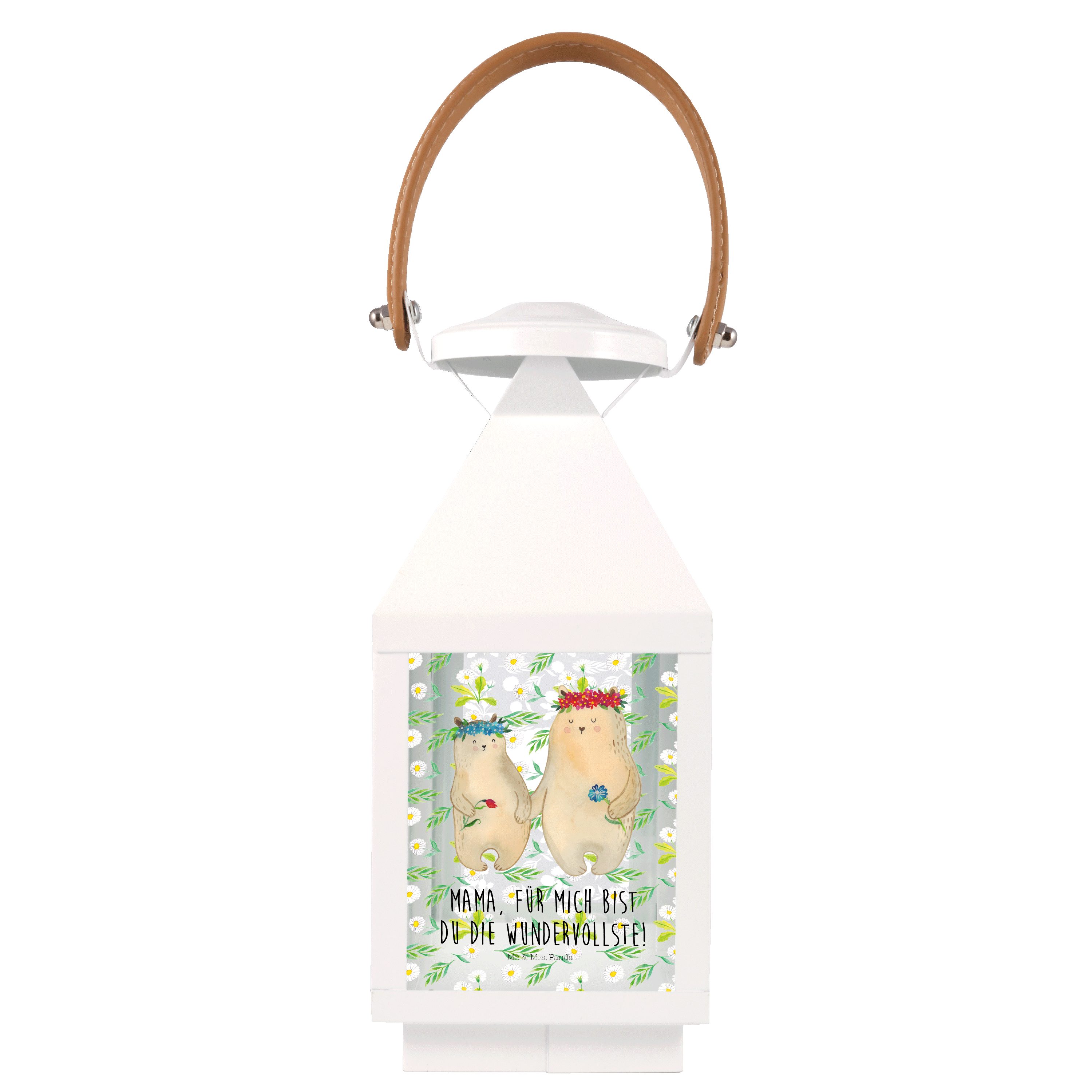 Mr. & Mrs. Panda Gartenleuchte Bären mit Blumenkranz - Transparent - Geschenk, Lieblingsmensch, Gart