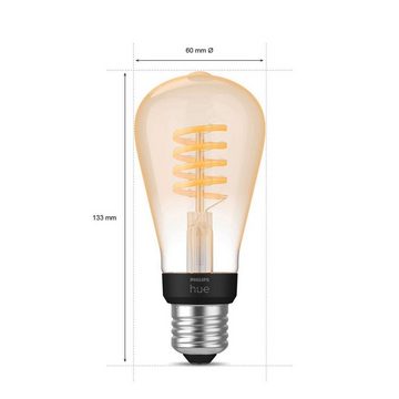 Philips Hue LED-Leuchtmittel E27 LED Leuchtmittel Edison Einzelpack, E27, Warmweiß