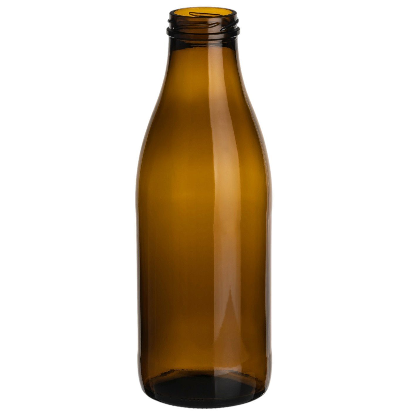 gouveo Trinkflasche Saftflaschen 1000 ml braun/schwarz l Schraub-Deckel Flasche 1,0 Große mit Set, aus Glas, - 6er