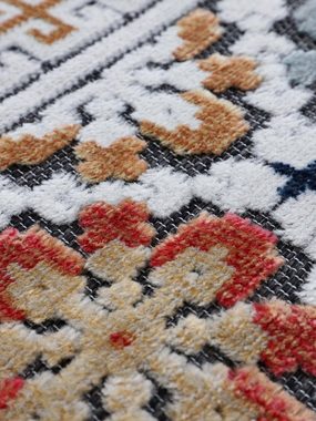 Teppich Deja 103, carpetfine, rechteckig, Höhe: 4 mm, robustes Flachgewebe, Motiv- Floral Palmenblätter, Hoch-Tief Effekt