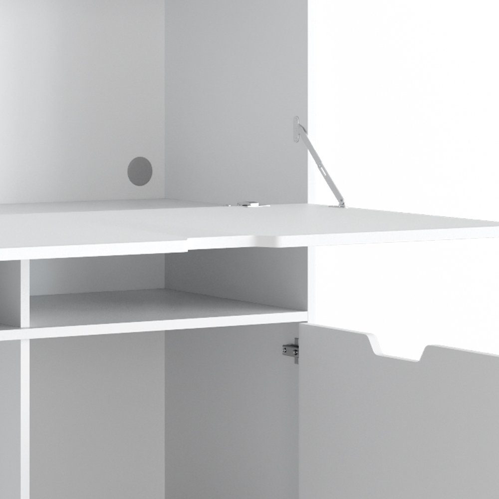Weiß Computertisch Schreibtisch | BERDI Schranktisch Ablage Arbeitstisch | Weiß weiß Vicco weiß