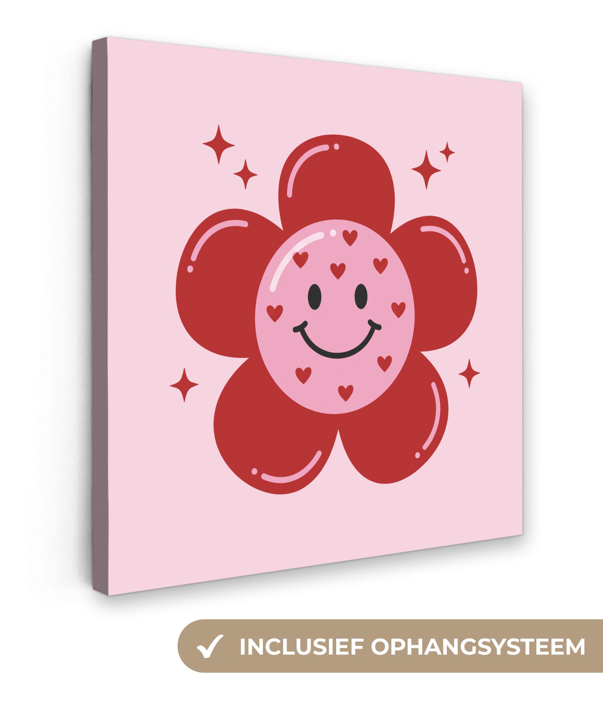 OneMillionCanvasses® Leinwandbild Blume - Rosa - Herzen, Fotodruck (1 St), Wandbild, Deko Schlafzimmer Wohnzimmer Flur 20x20 cm