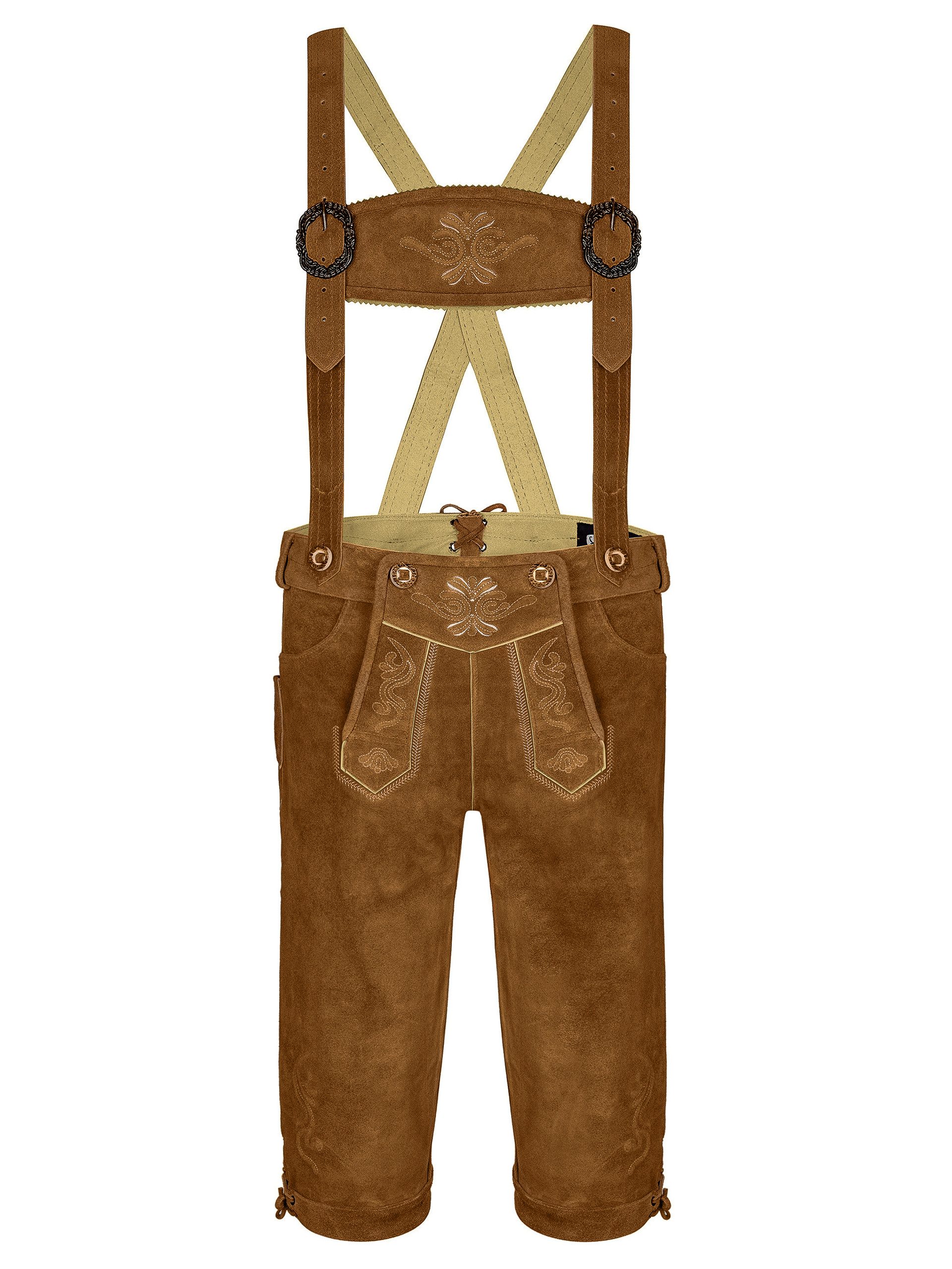 Almbock Trachtenlederhose Trachtenlederhose Herren Kniebund, Trachtenhose Lederhose mittelbraun (1-tlg) – Bild 2 von 5